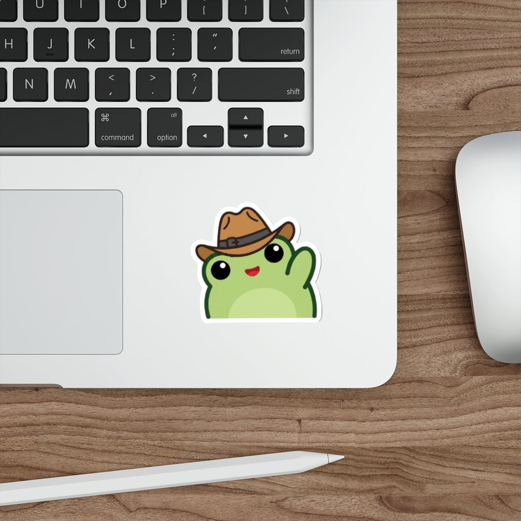 Waving Frog Die-Cut Sticker Waving