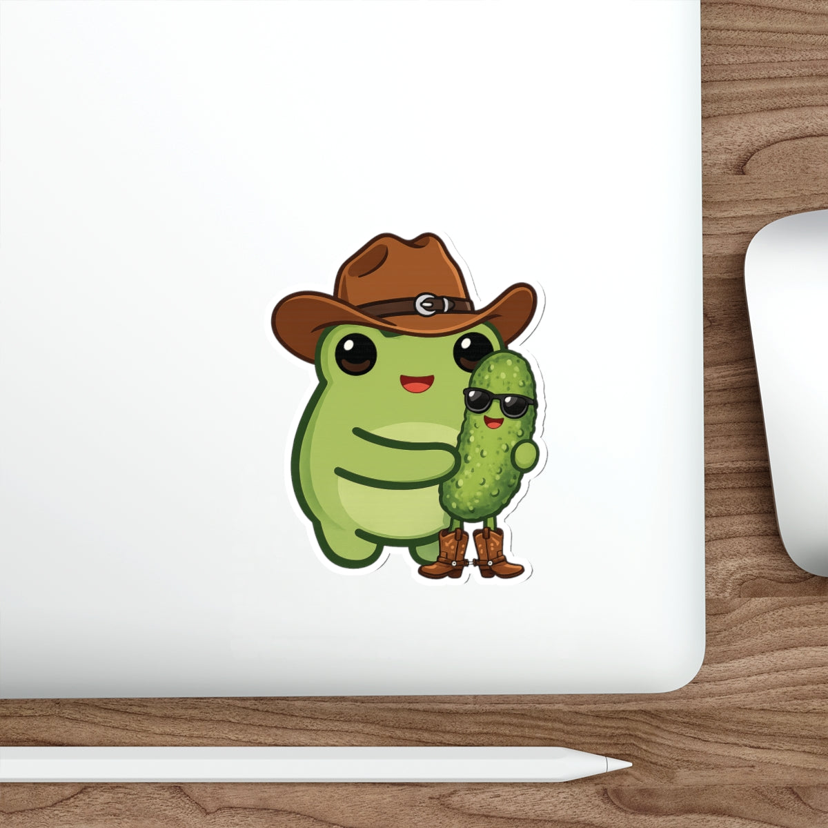 Cute Cowgirl Frog & Pickle Die-Cut Sticker —  Western Sticker