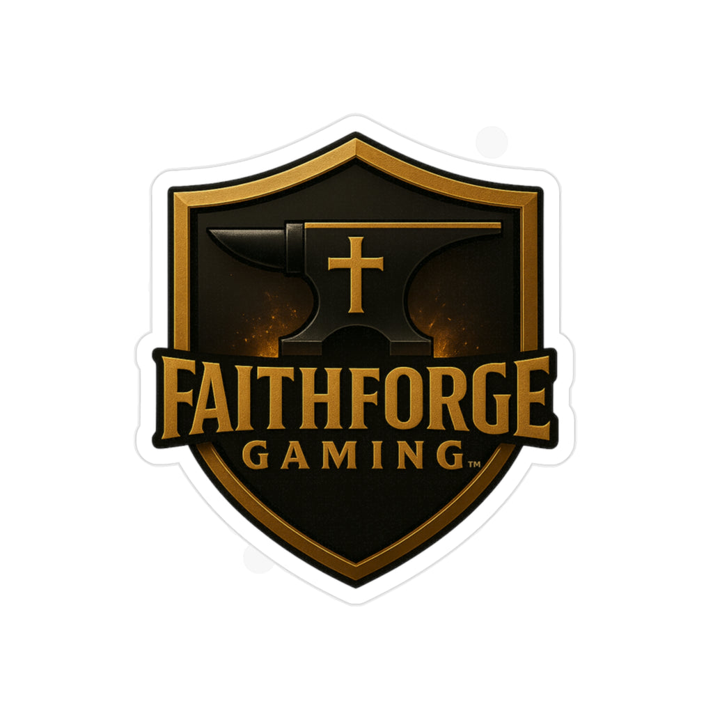 Faithforge Gaming Die-Cut Outdoor Clear Sticker - Waterproof Transparent Logo Decal Best on Light Surfaces