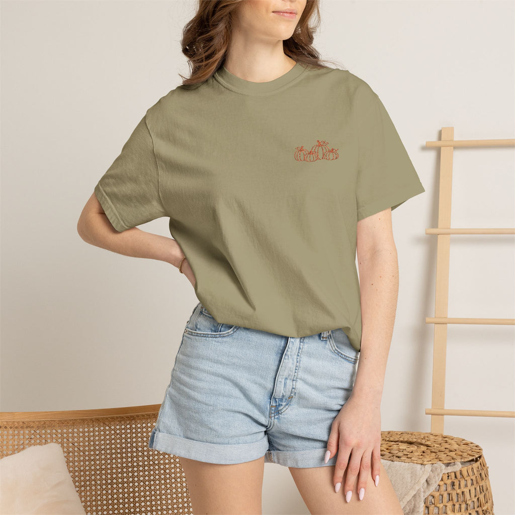 CutePocket Tee — Small Chest  pumpkin embroidered T-Shirt