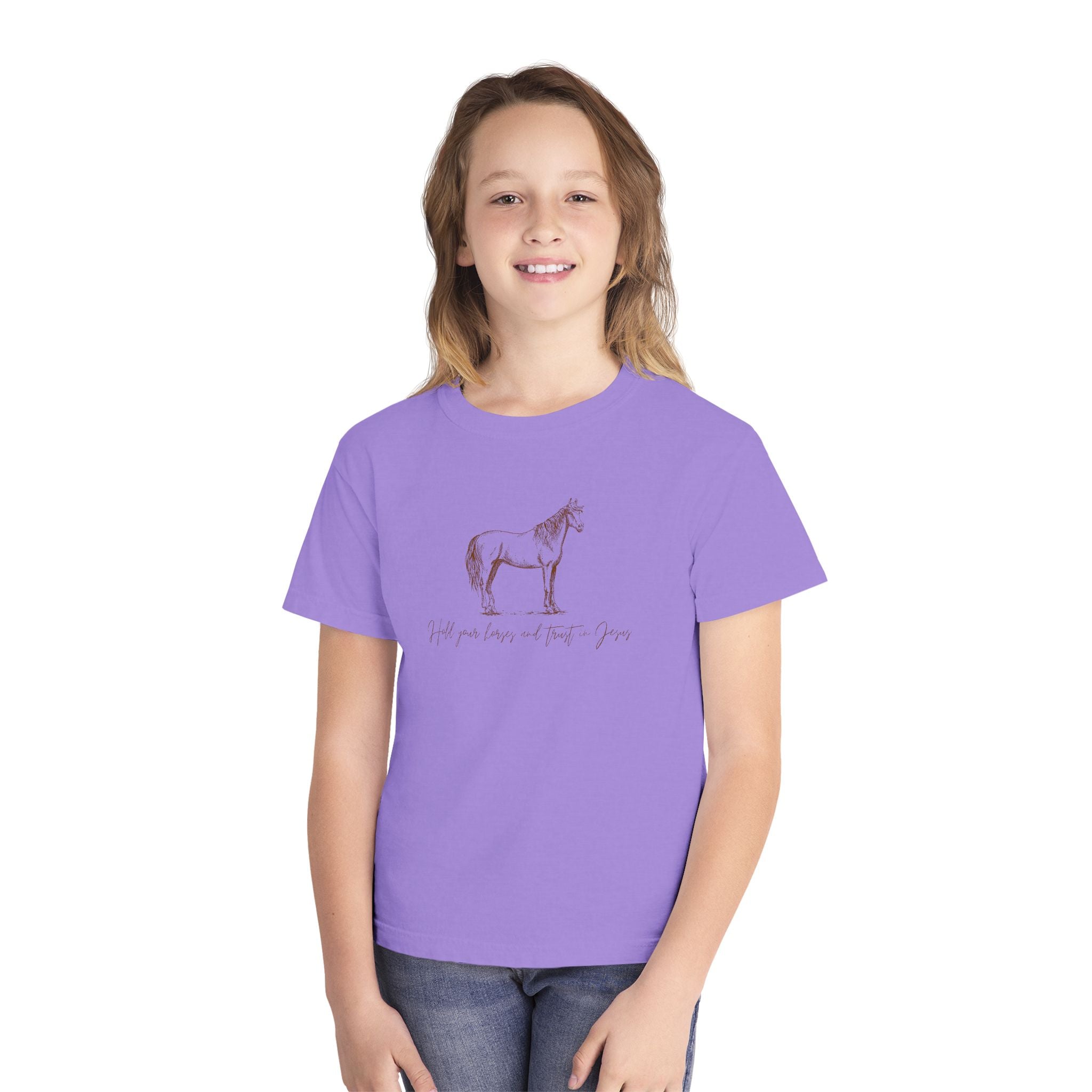 Youth Horse Sketch Tee – "Hold your horses and the pasture" Graphic T-Shirt
