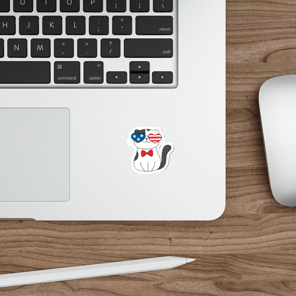Patriotic Sticker Pack — Bowtie Cat 4th of July Red White Blue Die-Cut Stickers
