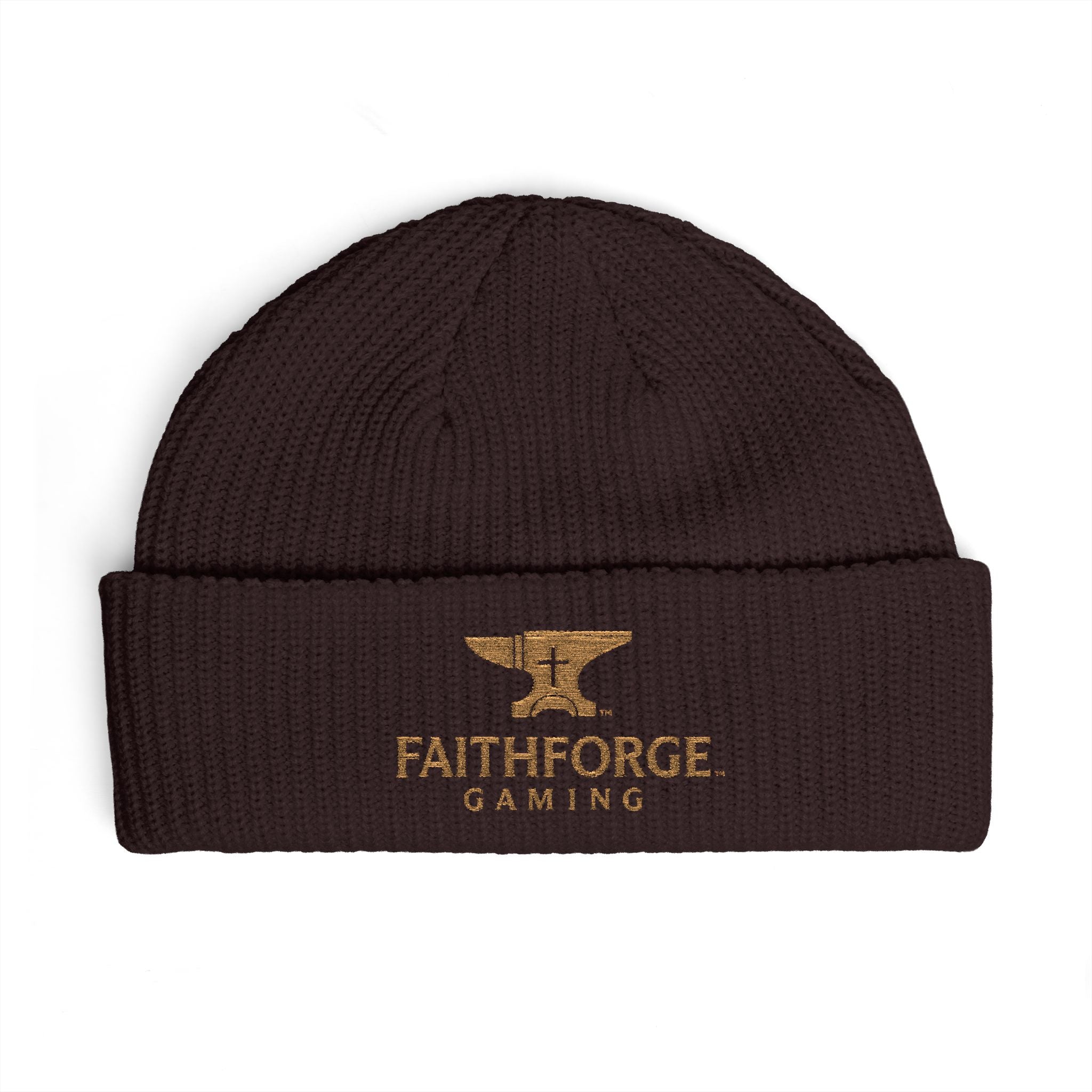 Faithforge Gaming Cuff Beanie — Embroidered Anvil Logo Knit Hat