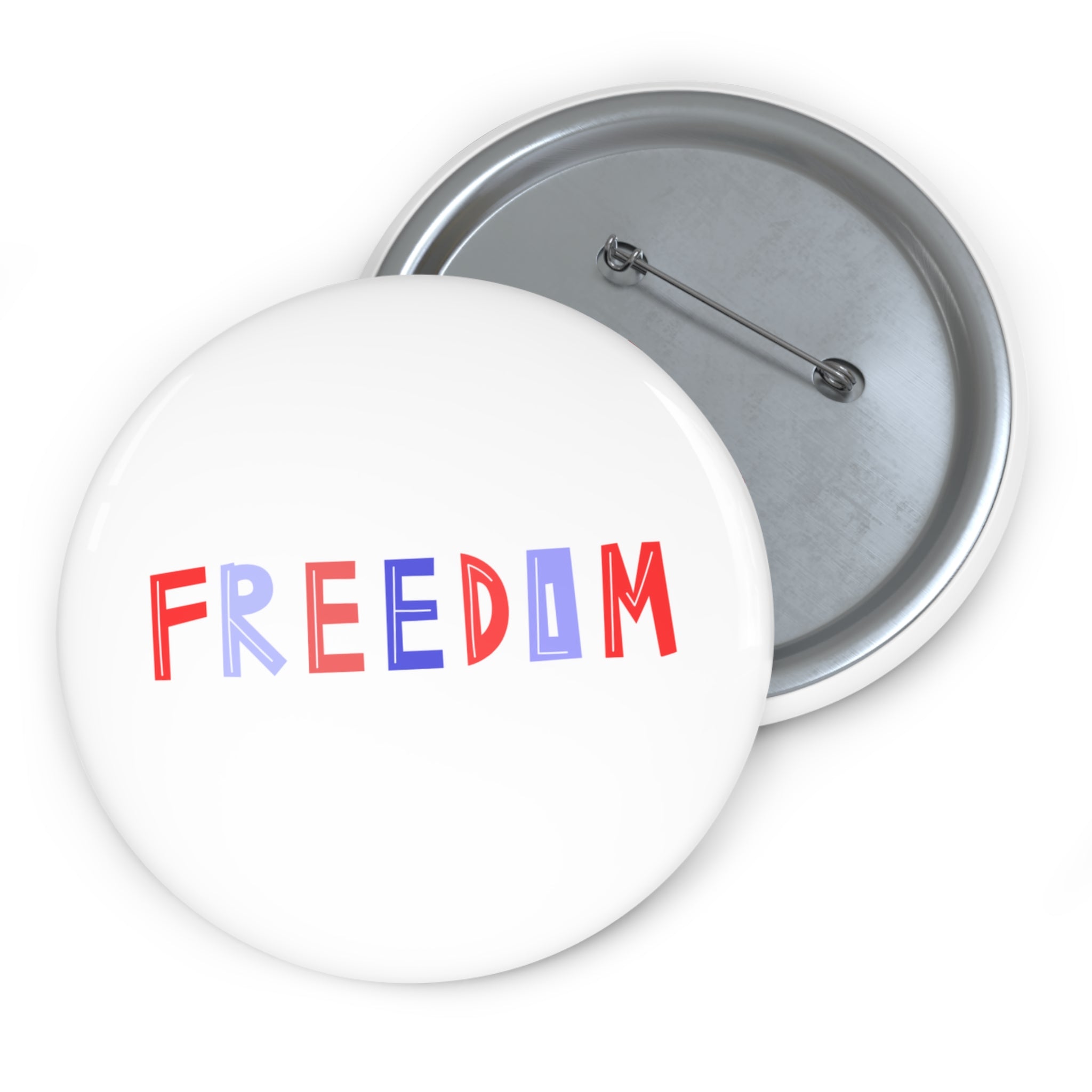 Freedom Pin Button — Red & Blue Retro Typography Political Button