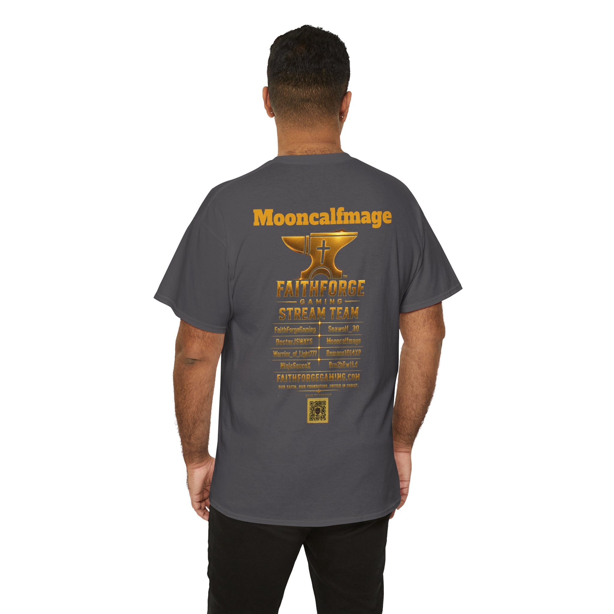 FaithForgeGaming Tee — FaithForge Stream Team Black Graphic T‑Shirt -Mooncalfmage