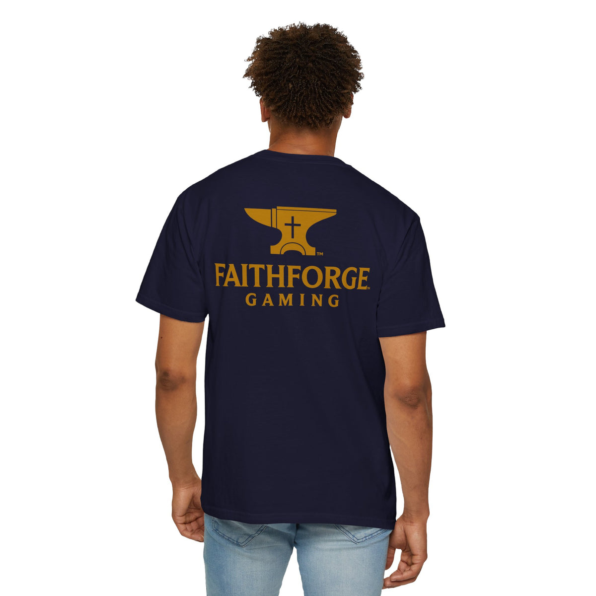 FaithForge Gaming T-Shirt — Logo Tee with Anvil & Cross (Christian Gamer Apparel)