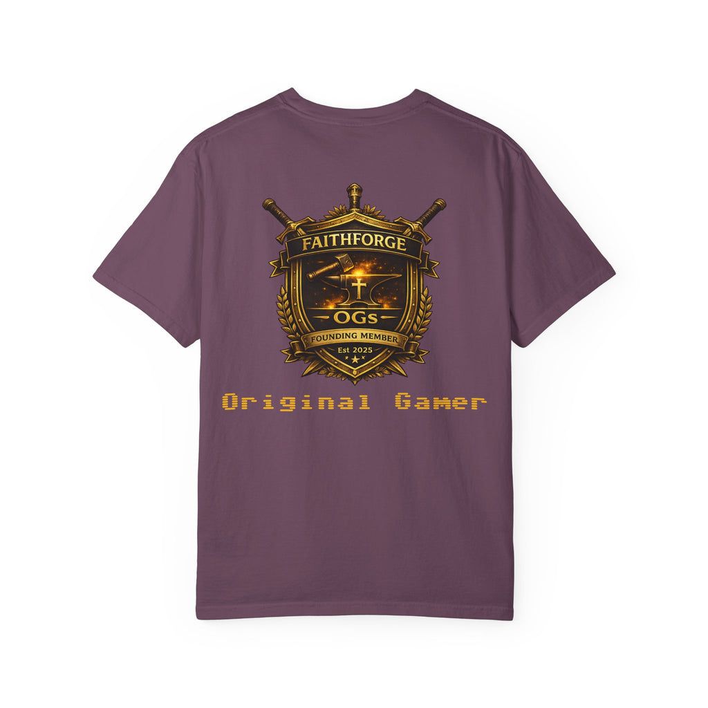 FaithForge OG Gaming T-Shirt — Logo Tee with Anvil & Cross (Christian Gamer Apparel)