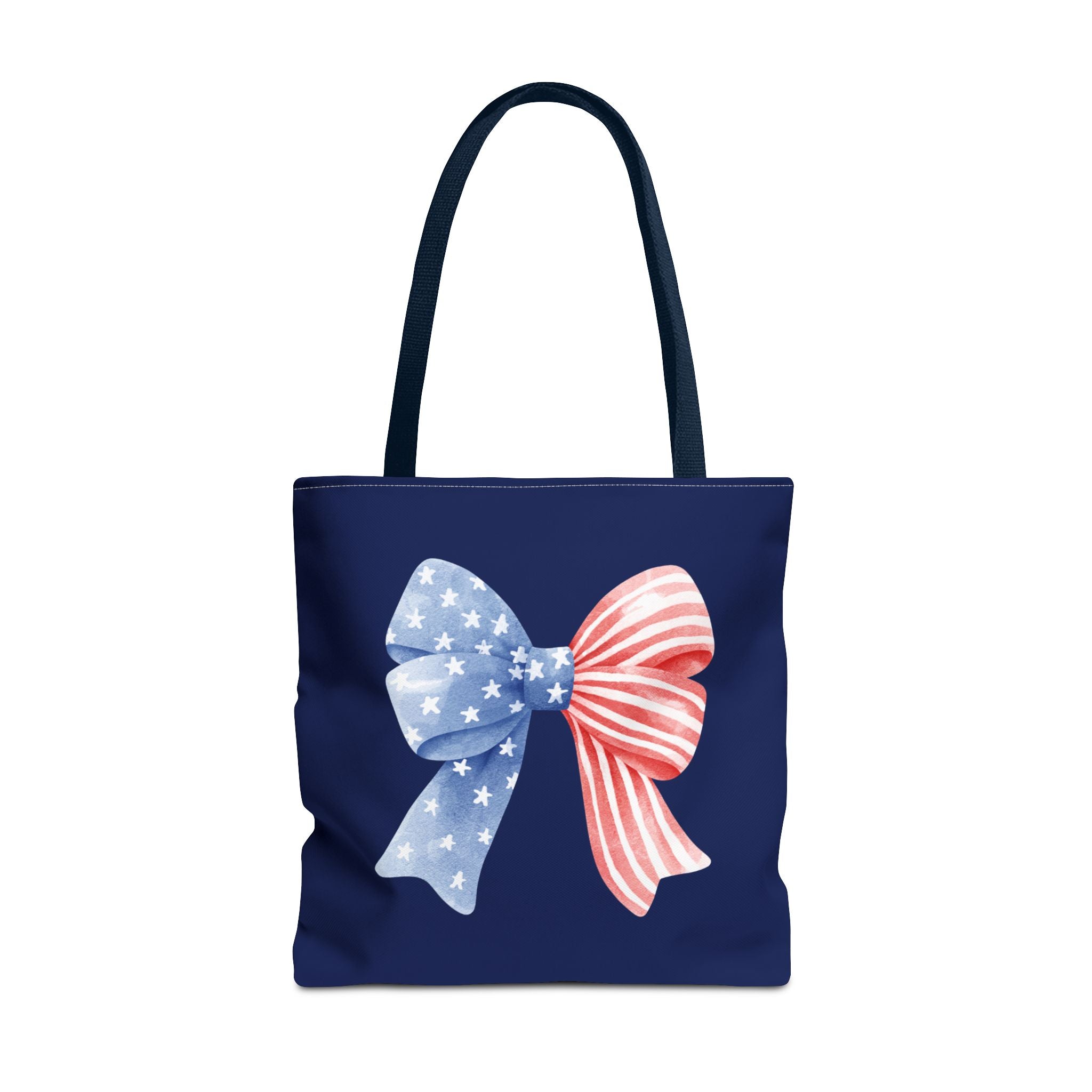 Patriotic Bow Tote Bag — American Flag Red White Blue Ribbon Tote
