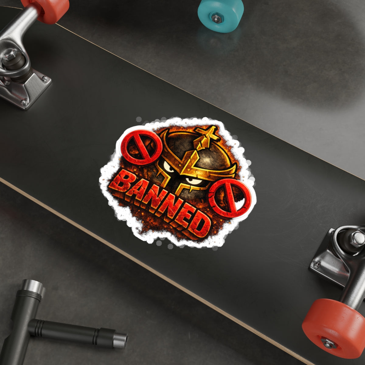 FaithForge Knight Banned Die-Cut Sticker — Water-resistant vinyl
