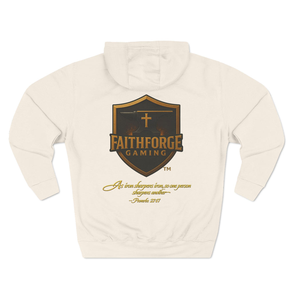 Faithforge Gaming Hoodie — Faith Quote Shield Logo Fleece Hoodie