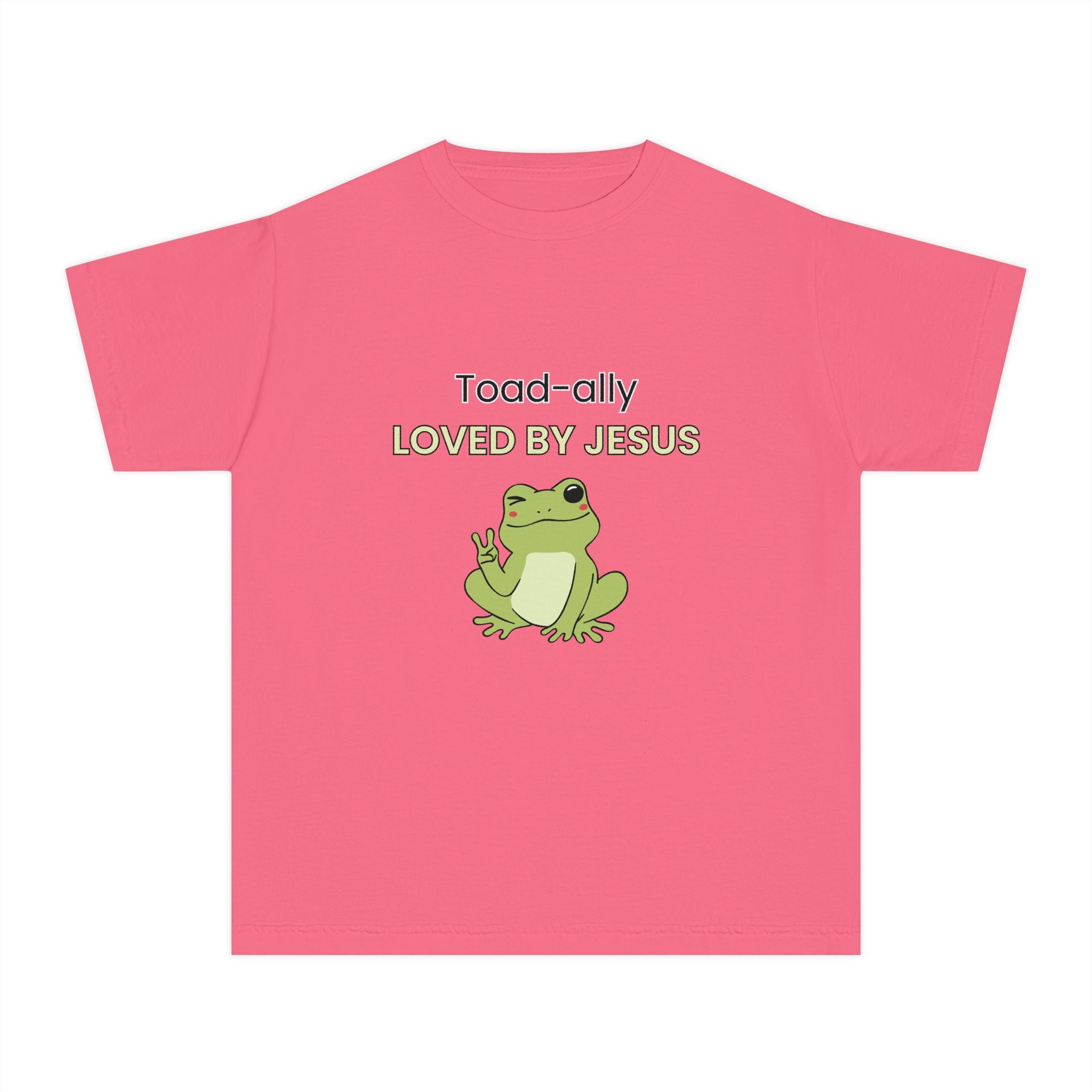 Kids Tee - "Toad-ally Loved by Jesus" Cute Frog Christian Youth T-Shirt