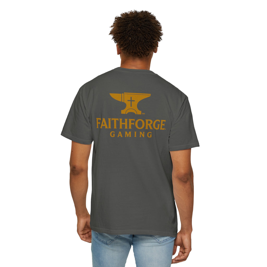 FaithForge Gaming T-Shirt — Logo Tee with Anvil & Cross (Christian Gamer Apparel)