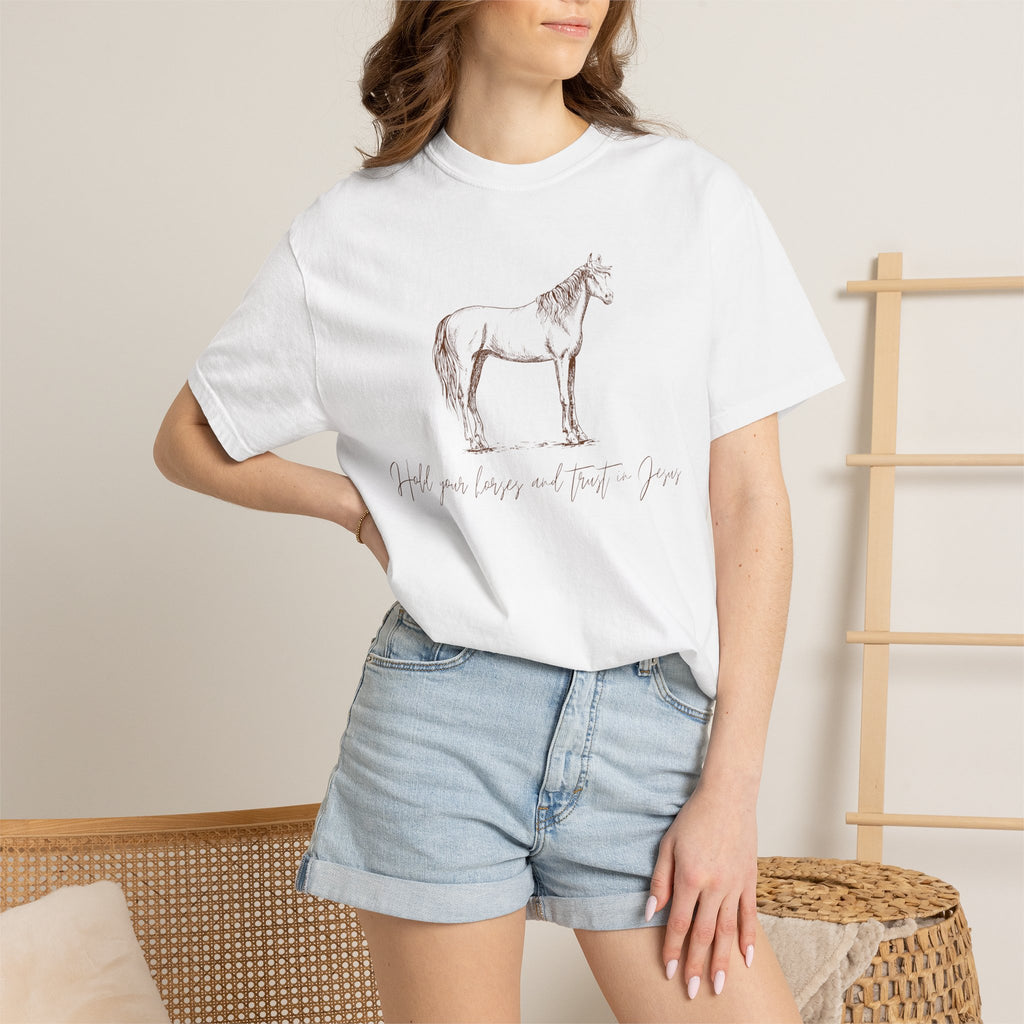 Horse Sketch T‑Shirt — Minimalist Handwritten Quote Tee