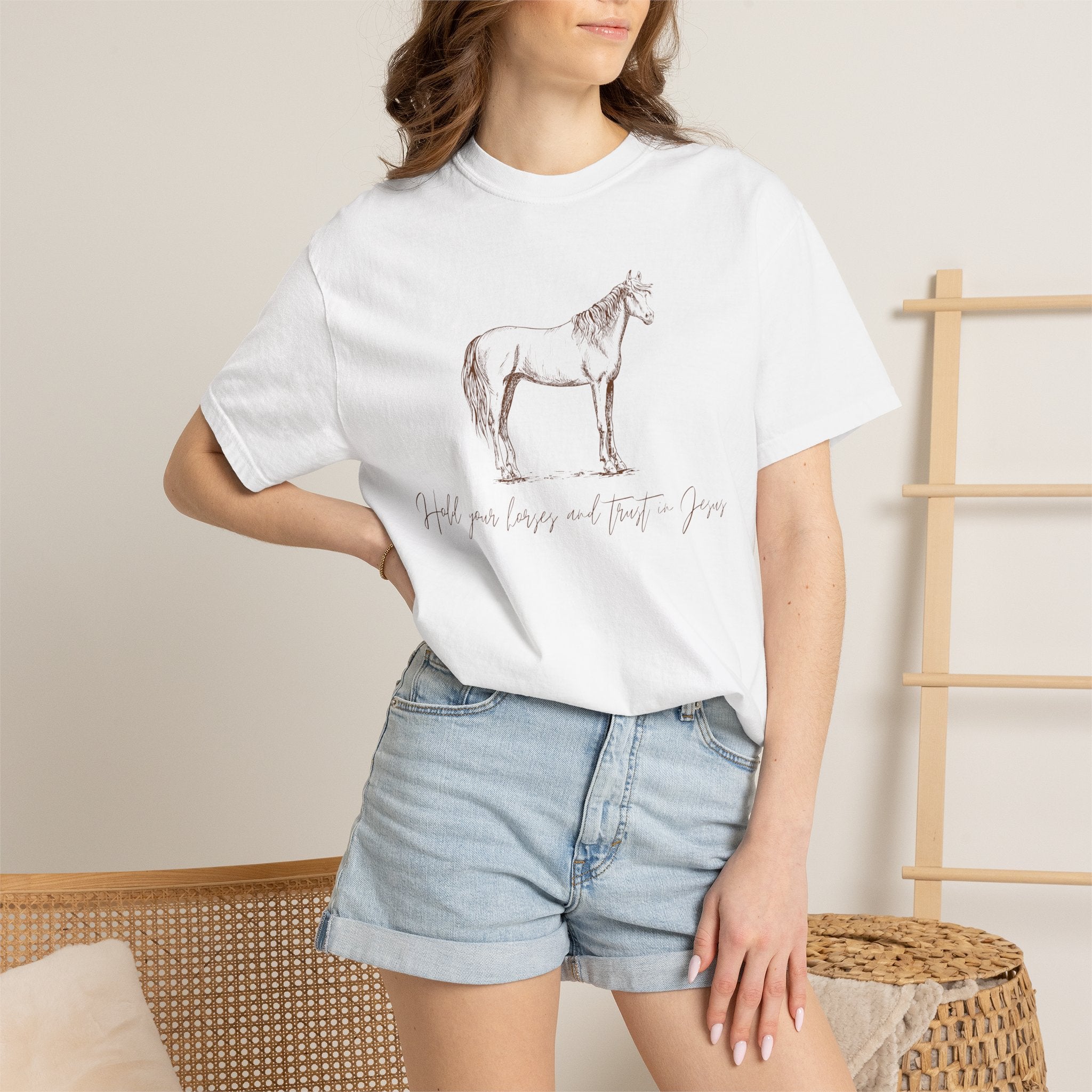 Horse Sketch T‑Shirt — Minimalist Handwritten Quote Tee