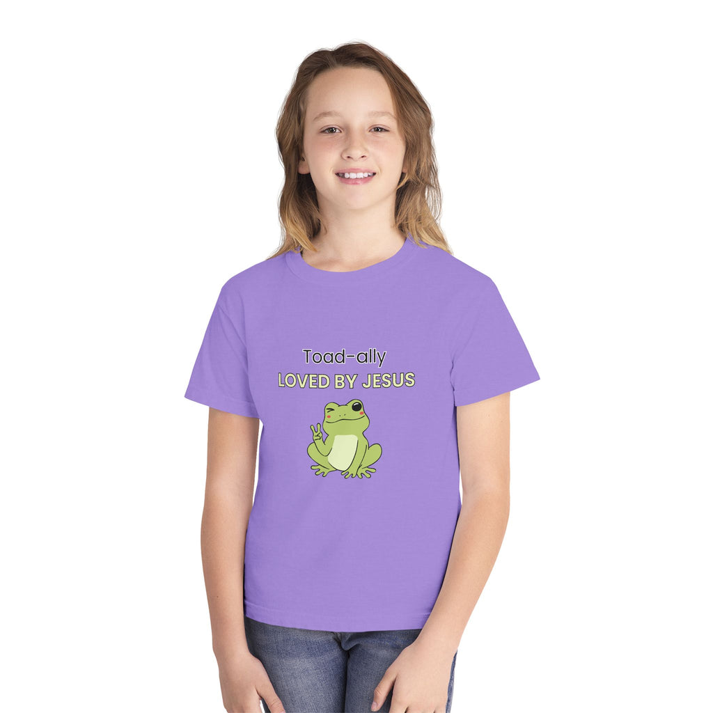 Kids Tee - "Toad-ally Loved by Jesus" Cute Frog Christian Youth T-Shirt