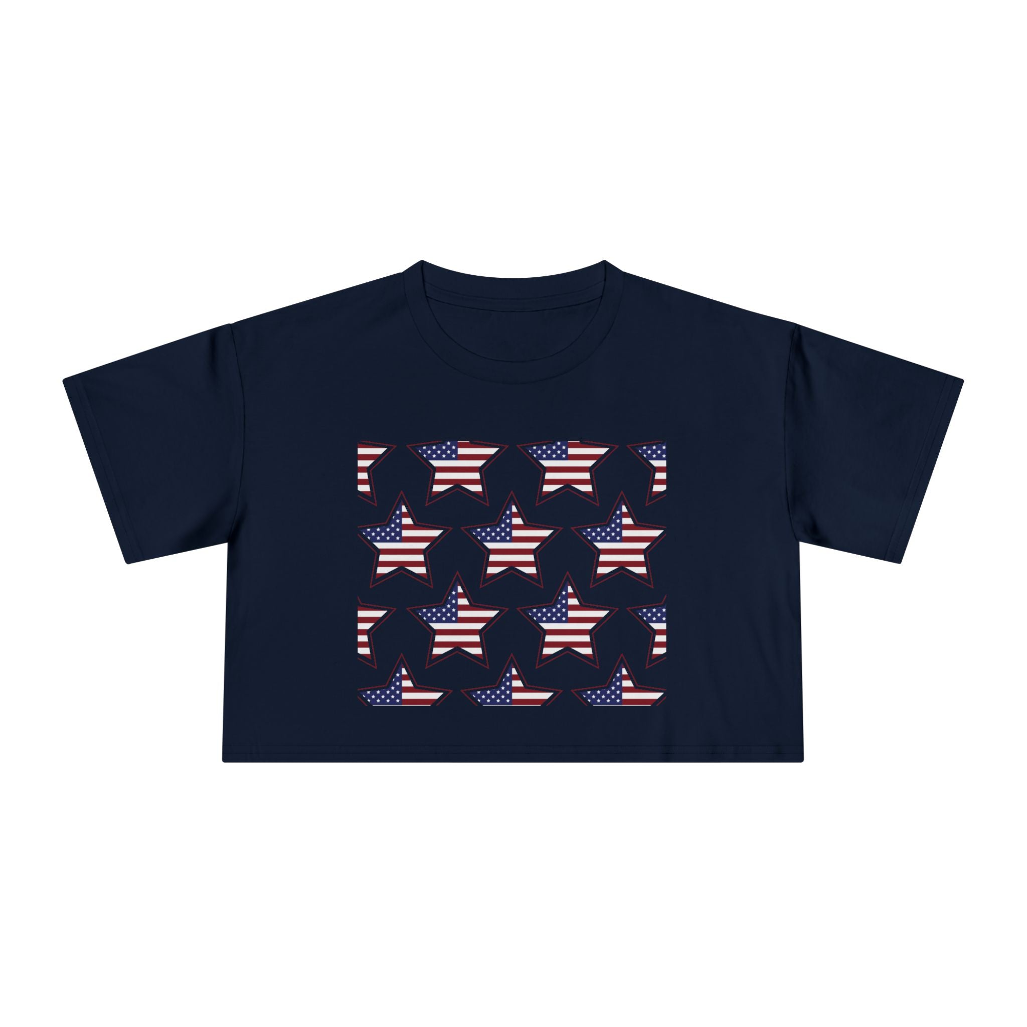 Women's Crop Tee — 'God Bless America' Patriotic Flag Print