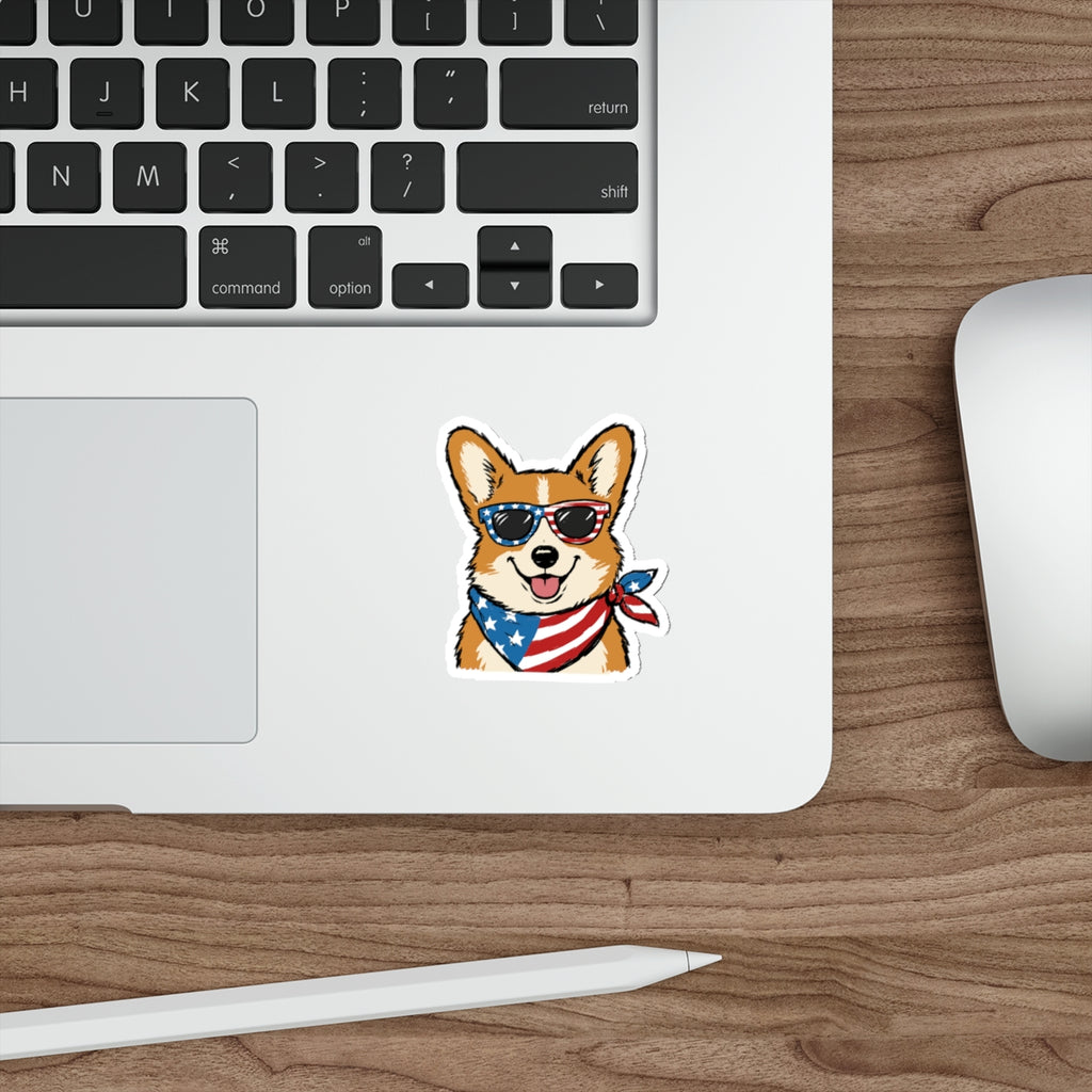 Patriotic Sticker Pack — Cool Corgi 4th of July Red White Blue Die-Cut Stickers