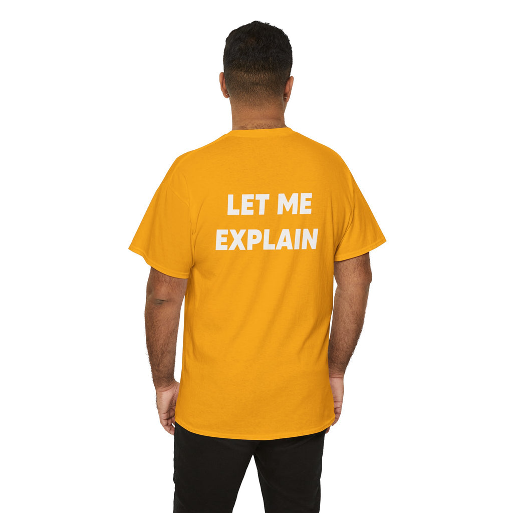 DoctorJSWAYS Let Me Explain T-Shirt — Minimal Logo Black Tee with Bold Back Text