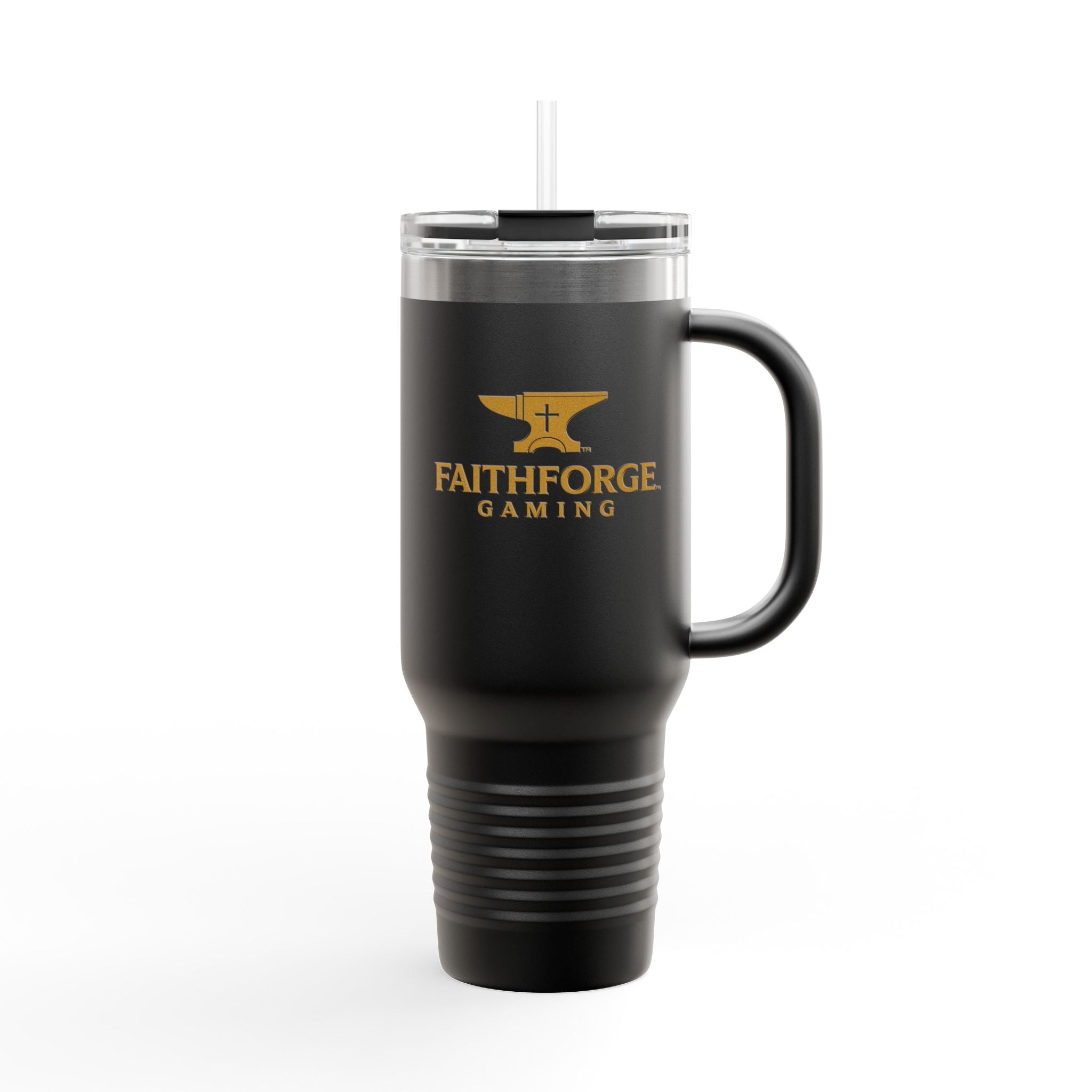 40oz Insulated Travel Mug — FaithForge Gaming Logo