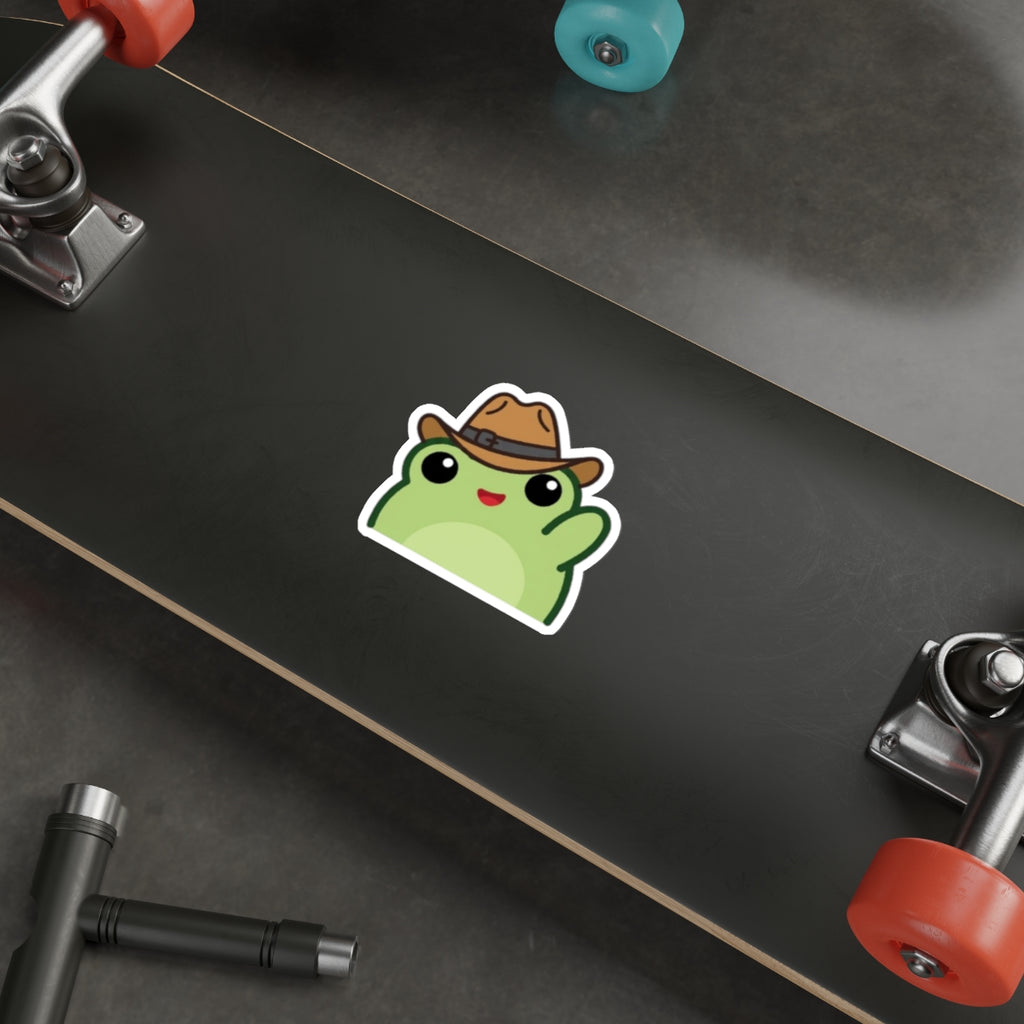Waving Frog Die-Cut Sticker Waving