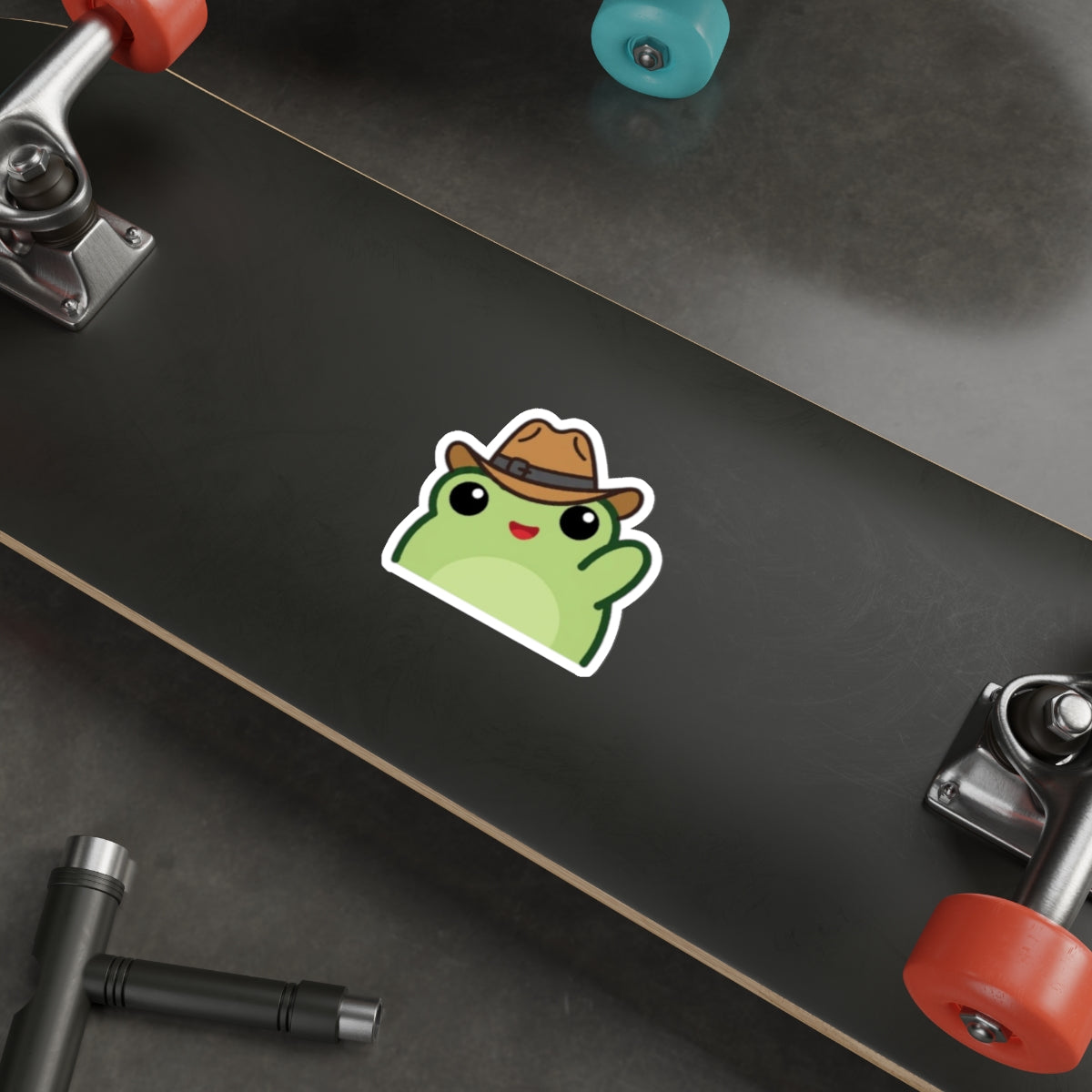 Waving Frog Die-Cut Sticker Waving