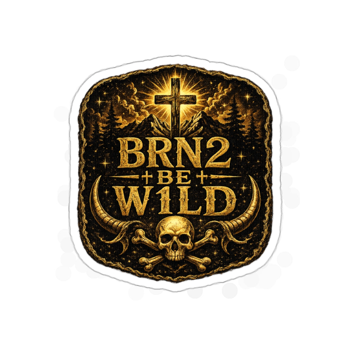 BRN2BEW1LD Gold Die-Cut Sticker