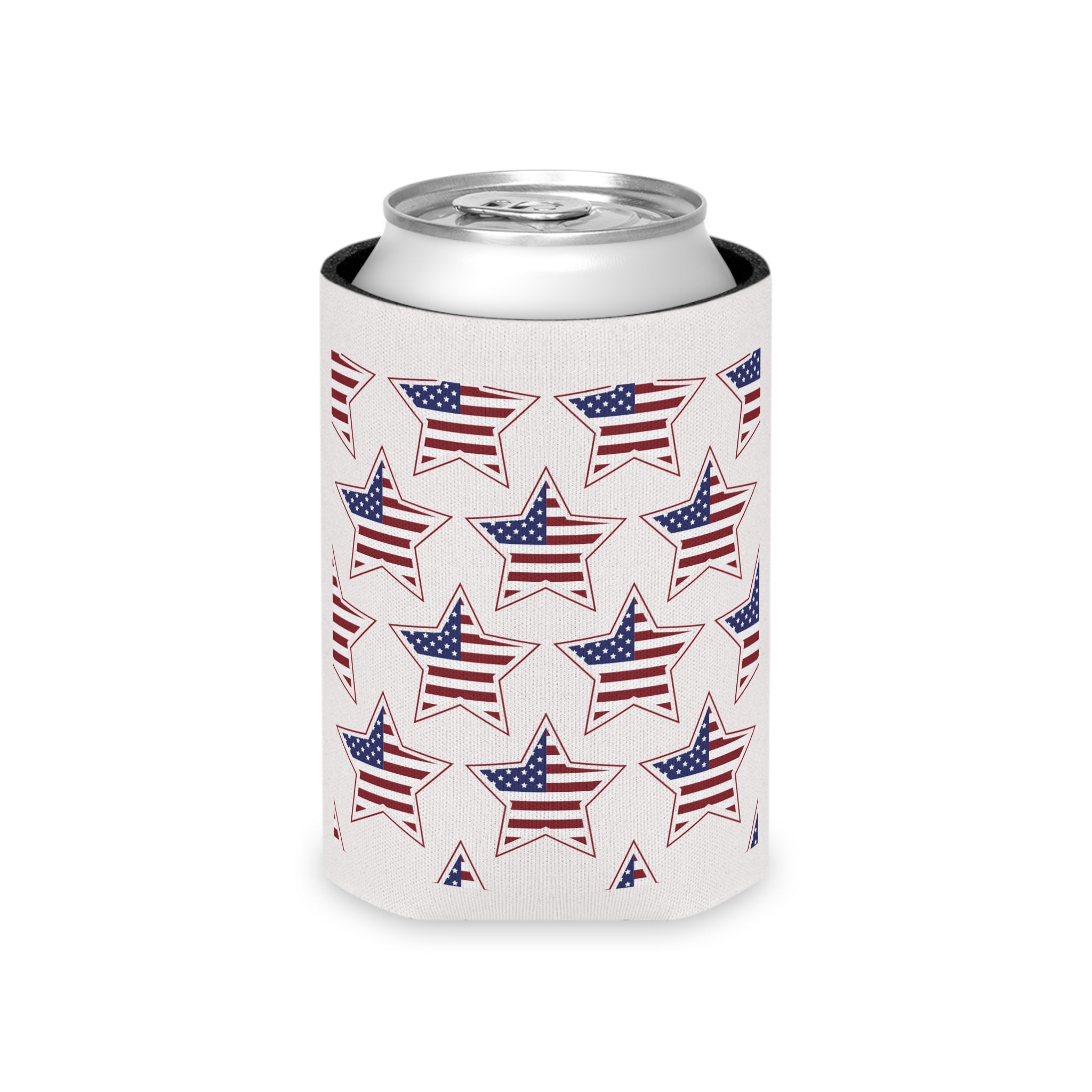 Patriotic Star Can Cooler - American Flag Fourth of July Beverage Koozie