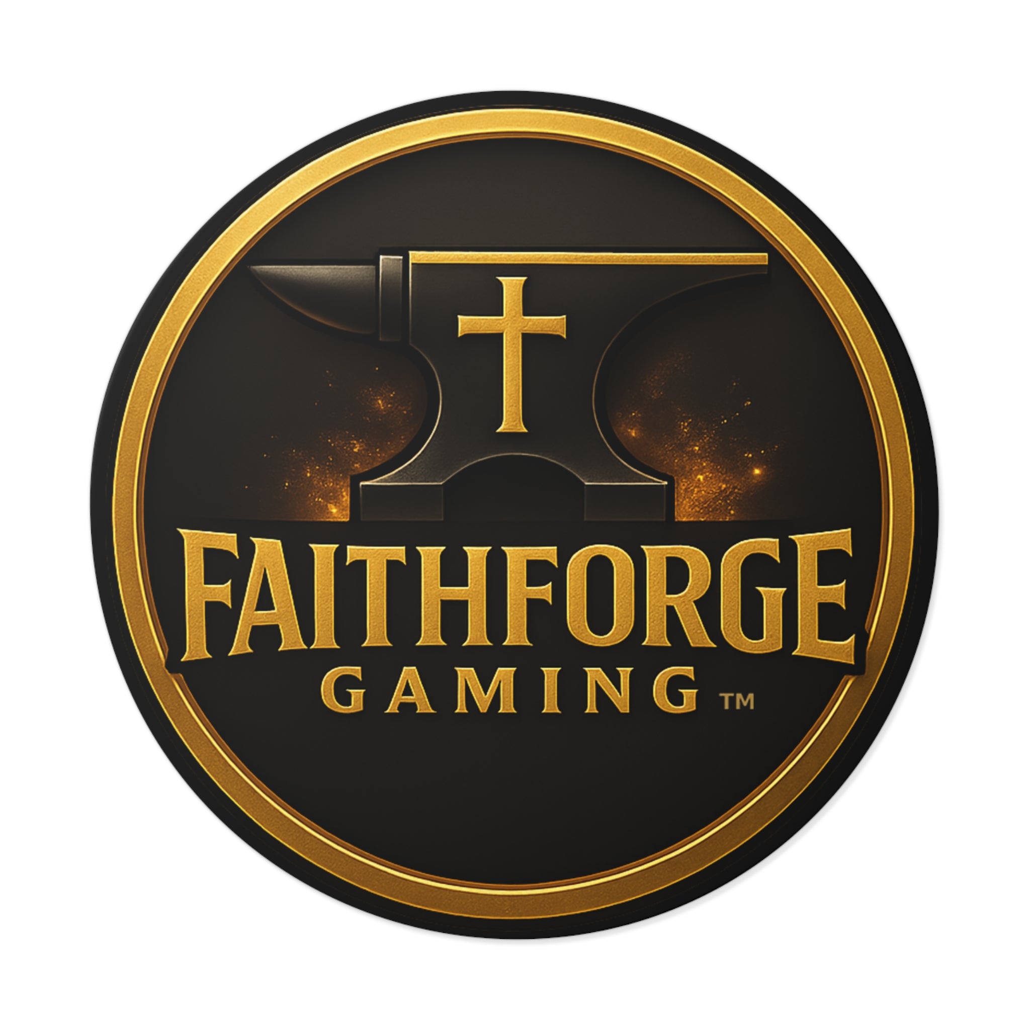 FaithForge Gaming Round Vinyl Sticker — Gold Anvil Round