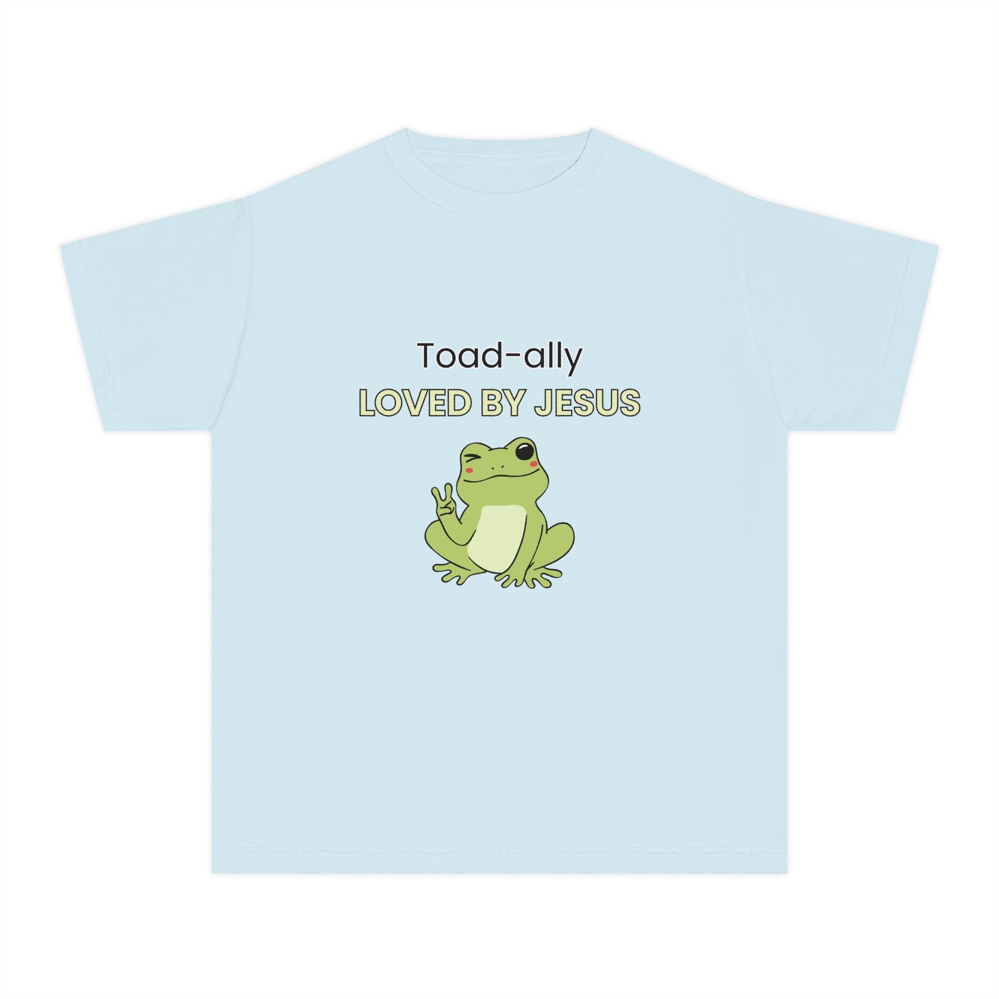 Kids Tee - "Toad-ally Loved by Jesus" Cute Frog Christian Youth T-Shirt