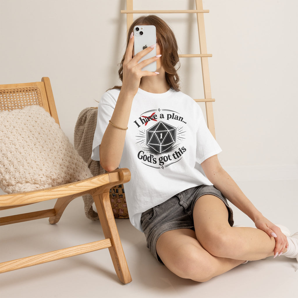 I XhaveX a plan... God’s Got This T-Shirt Dark — D20 Dice Faith Gamer Tee