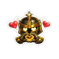 Knight Heart Die-Cut Sticker — Cute Armored Knight with Heart Hands