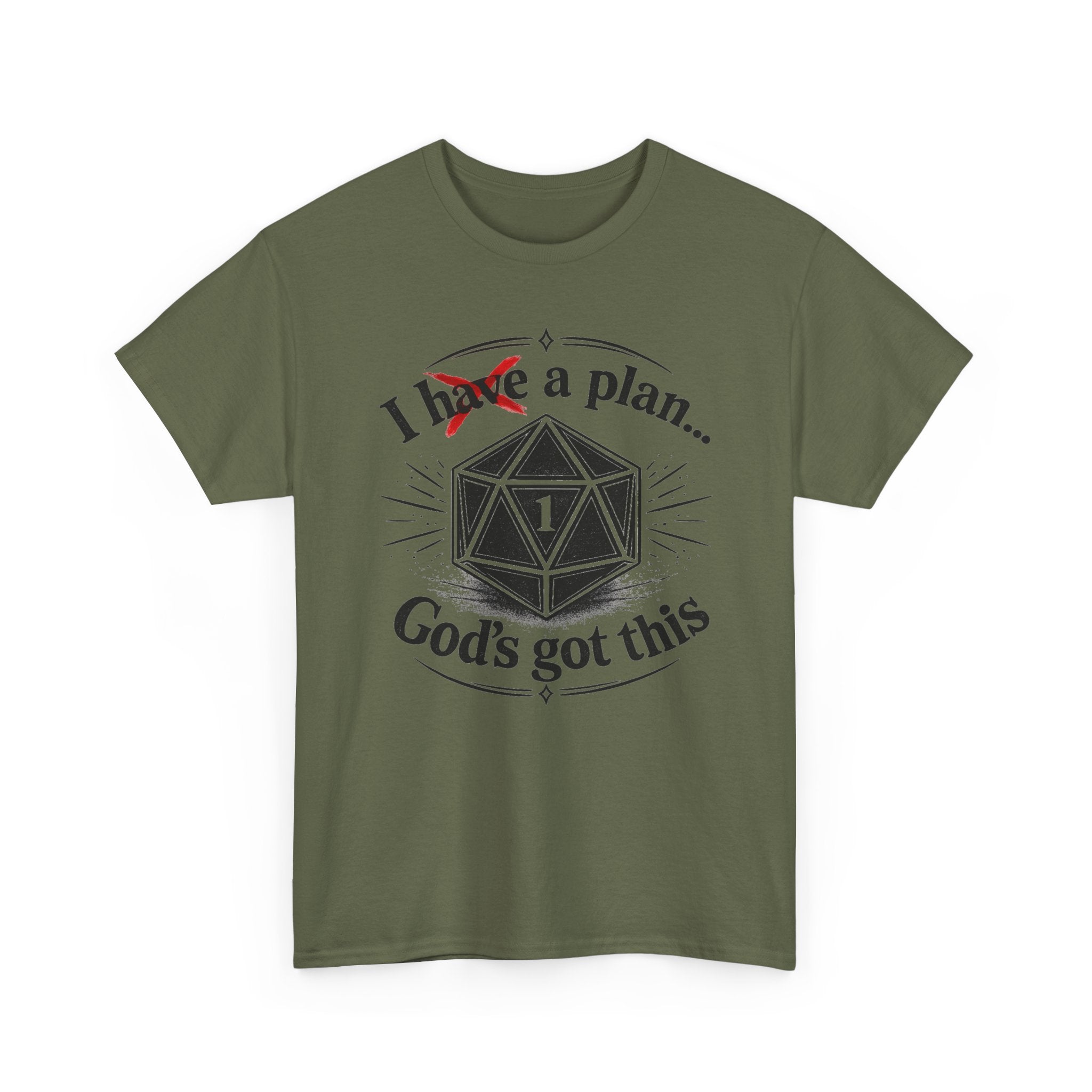 I XhaveX a plan... God’s Got This T-Shirt Dark — D20 Dice Faith Gamer Tee