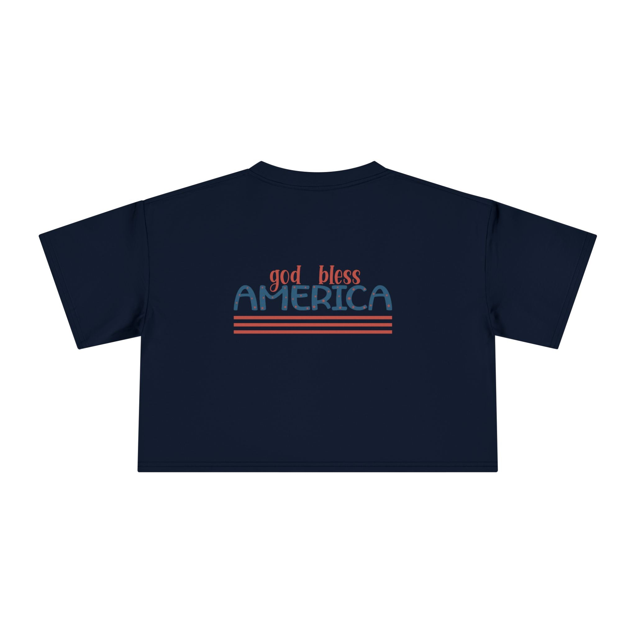 Women's Crop Tee — 'God Bless America' Patriotic Flag Print