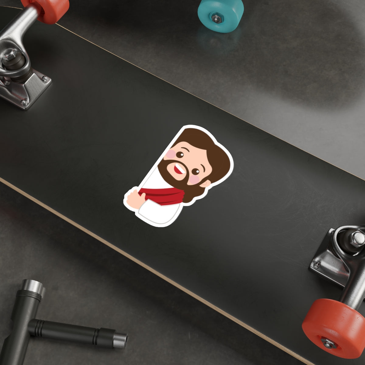 Cute Jesus Die-Cut Sticker — Christian Faith Emoji Sticker for Laptops, Bibles & Gifts