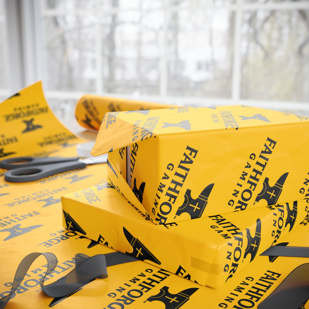 FFG Logo Wrapping Paper – Yellow FaithForge Repeat Pattern