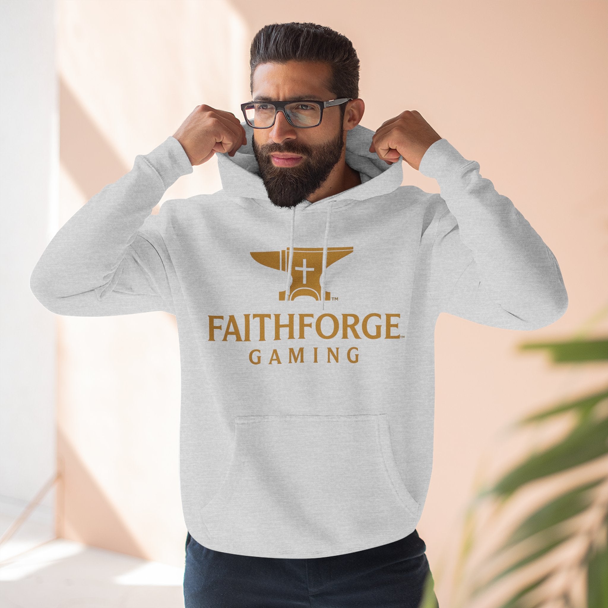 Faithforge Gaming Hoodie — Faith Quote Shield Logo Fleece Hoodie