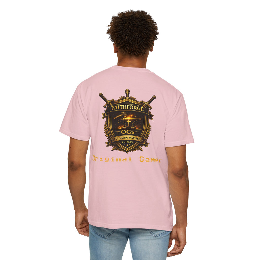 FaithForge OG Gaming T-Shirt — Logo Tee with Anvil & Cross (Christian Gamer Apparel)