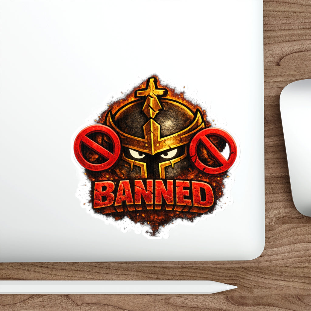 FaithForge Knight Banned Die-Cut Sticker — Water-resistant vinyl