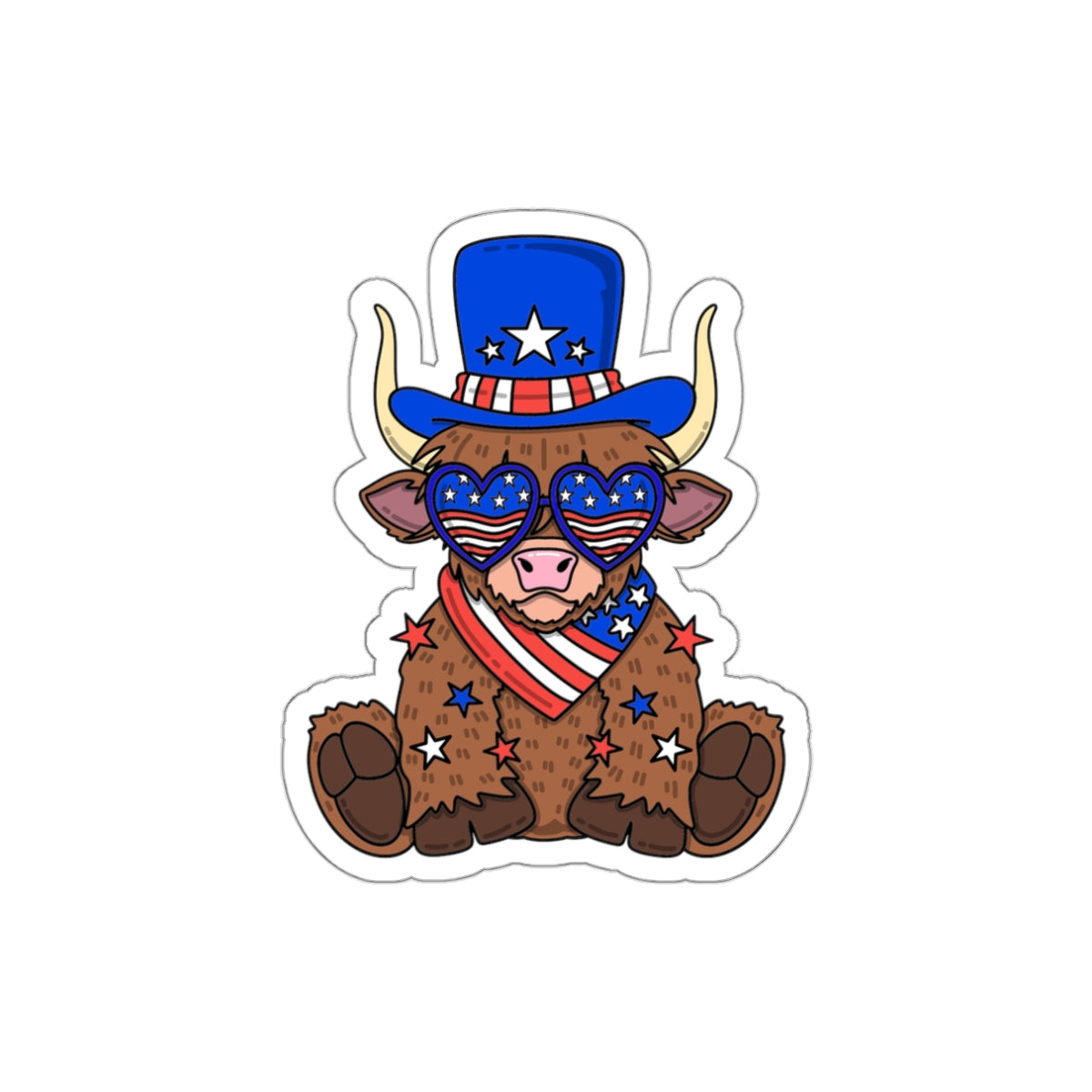 Patriotic Sticker Pack — Star Spangled Bull 4th of July Red White Blue Die-Cut Stickers