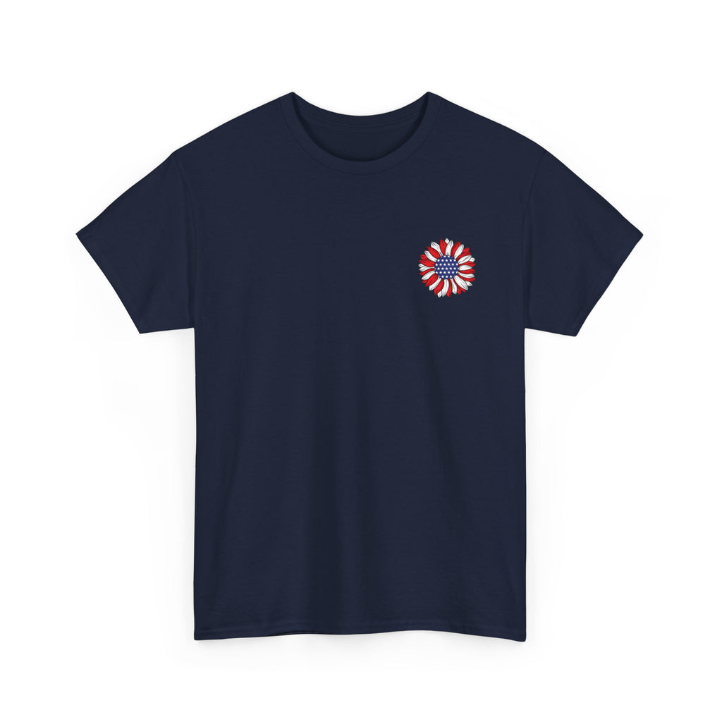 USA sunflower Patriotic T‑Shirt — American Flag Graphic Tee for 4th of July