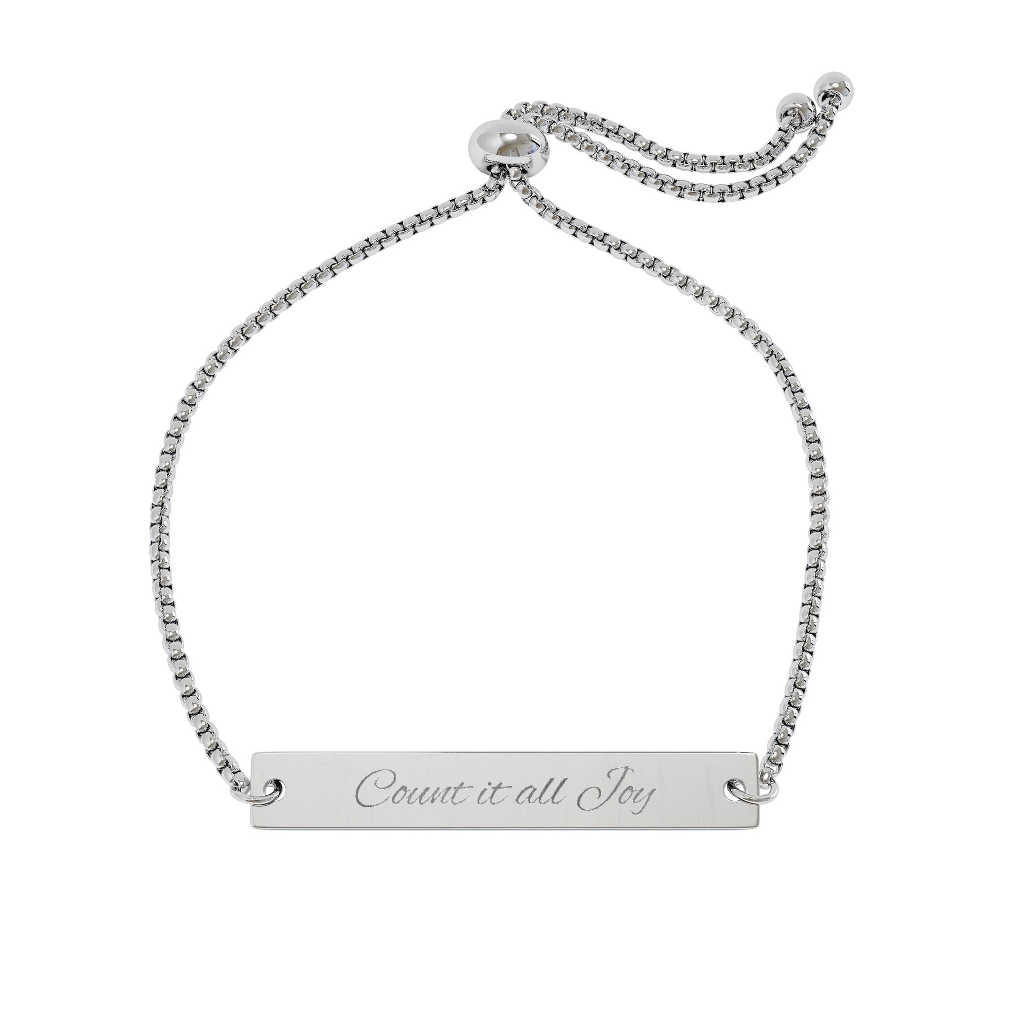 Count it all Joy Engraved Bar Bracelet — Adjustable Bracelet