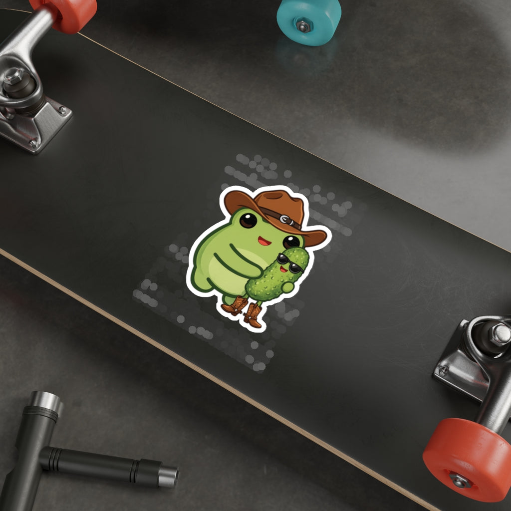 Cute Cowgirl Frog & Pickle Die-Cut Sticker —  Western Sticker