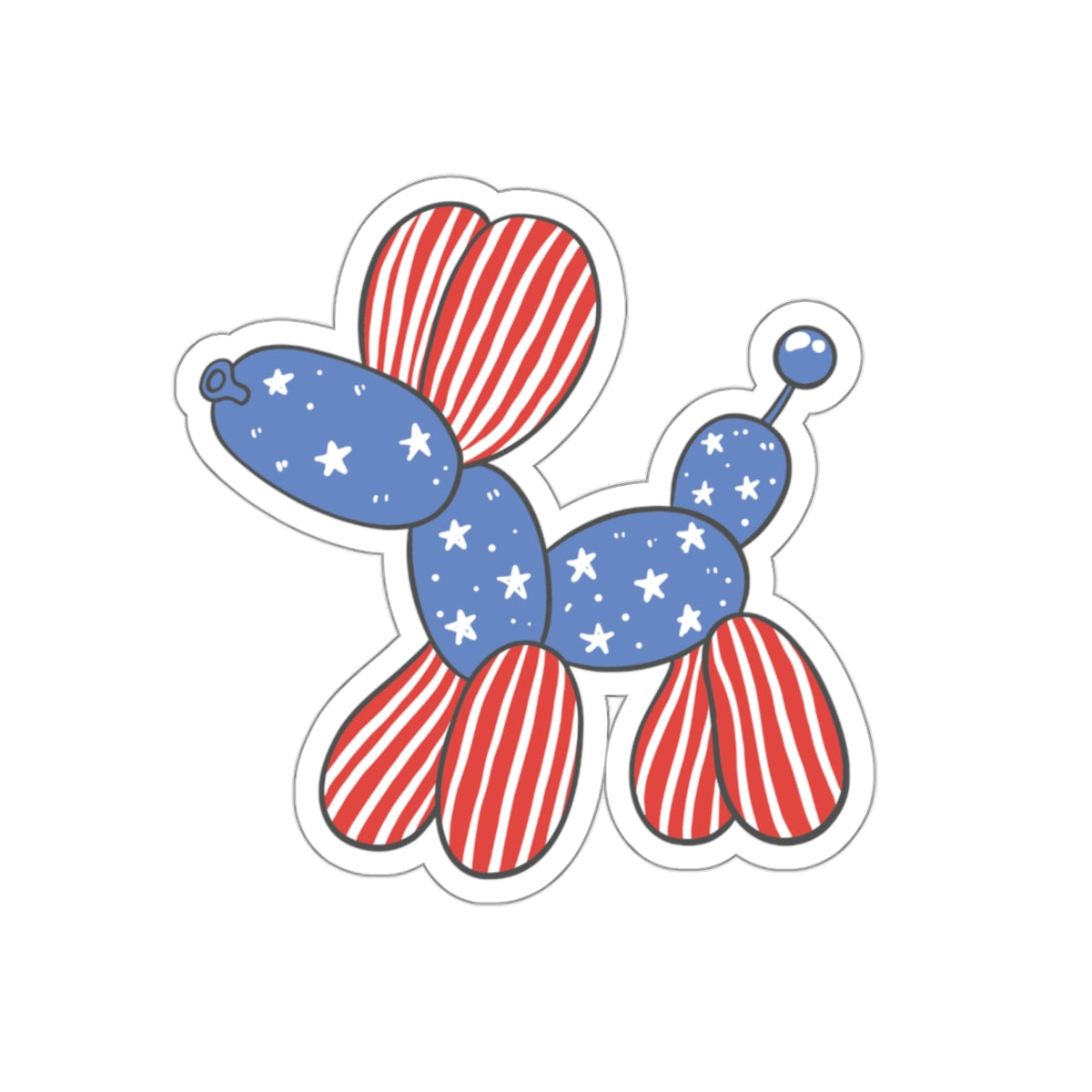 Patriotic Sticker Pack — Ballon Animal 4th of July Red White Blue Die-Cut Stickers