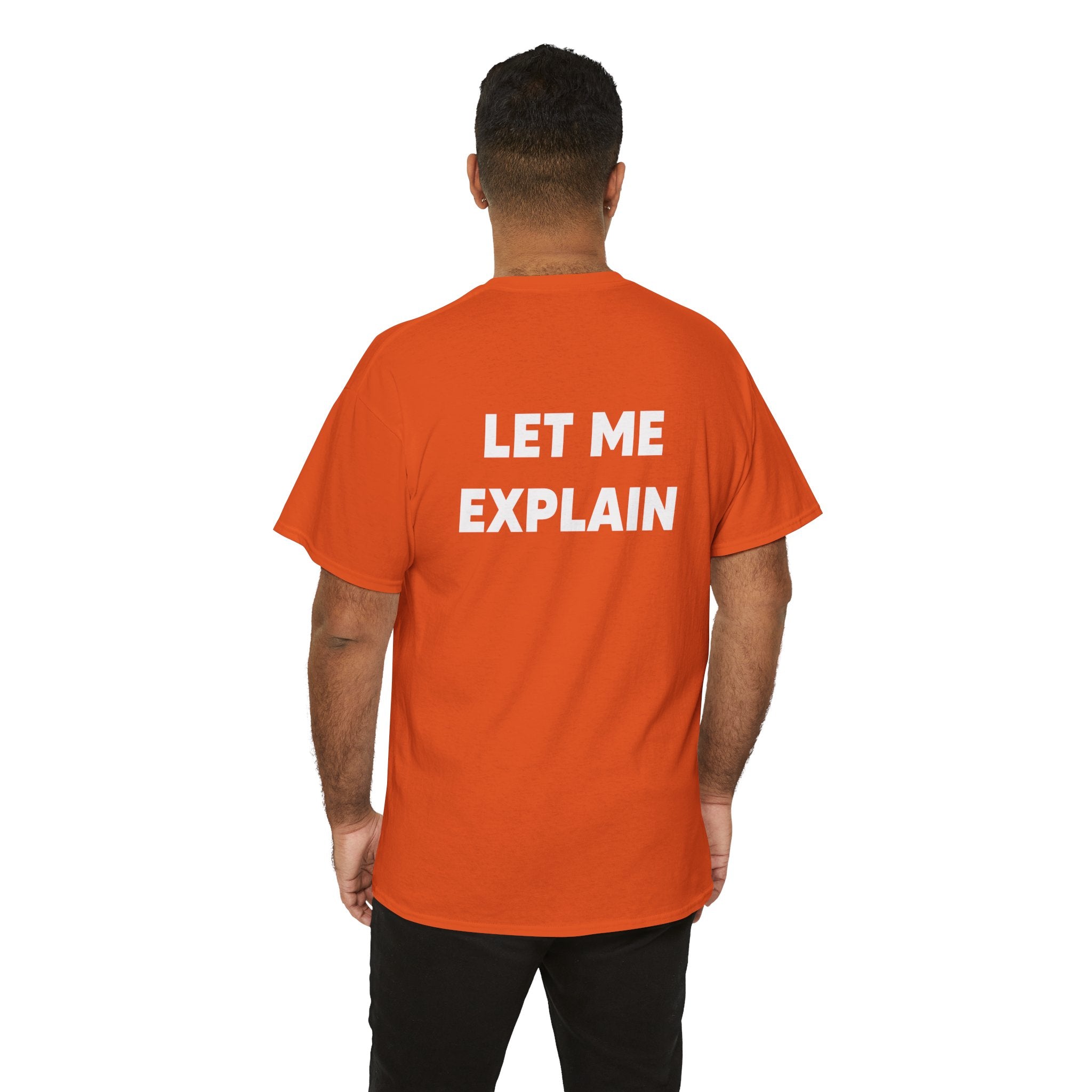 DoctorJSWAYS Let Me Explain T-Shirt — Minimal Logo Black Tee with Bold Back Text