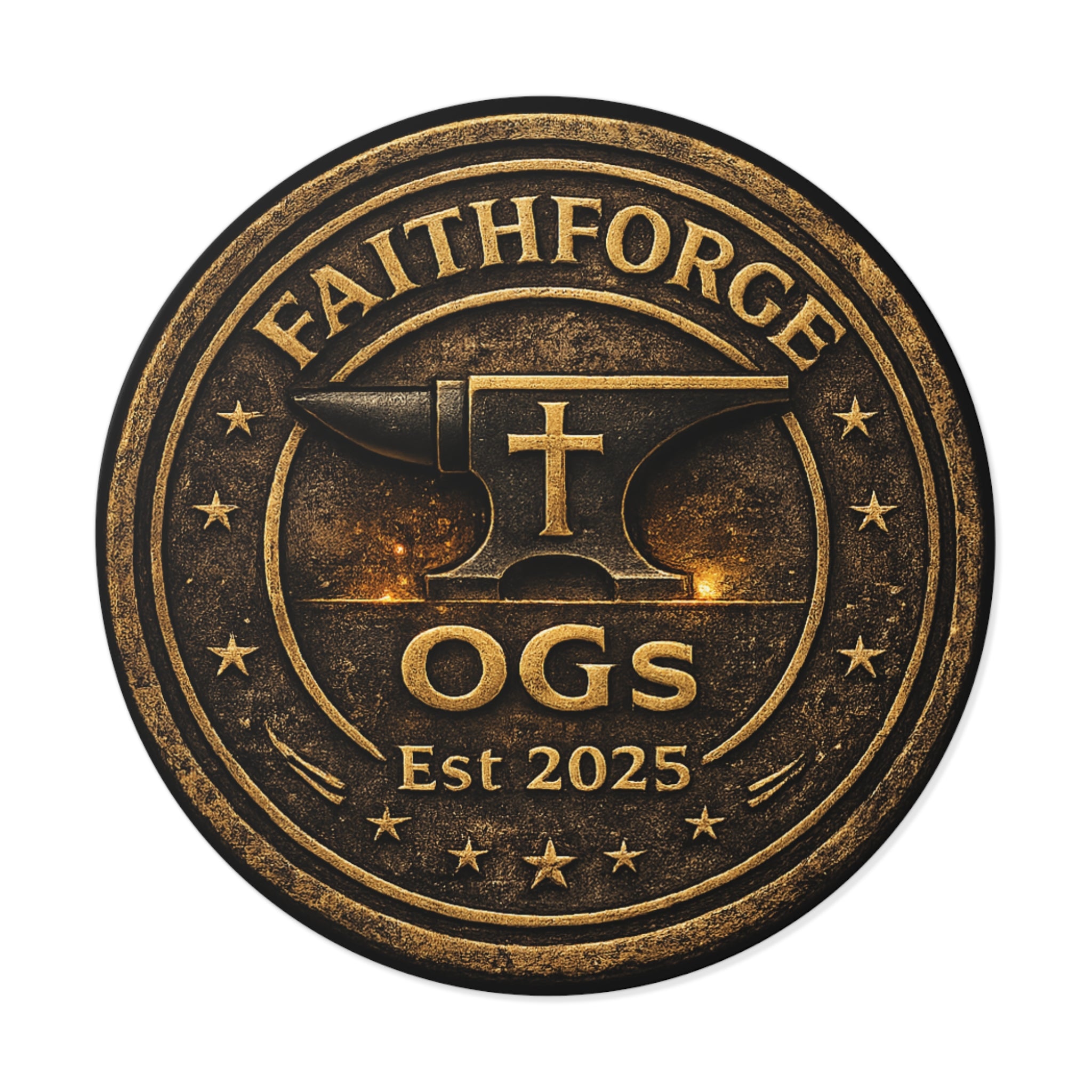 Copy of FaithForge Gaming Round Vinyl Sticker — Gold OG Anvil Round