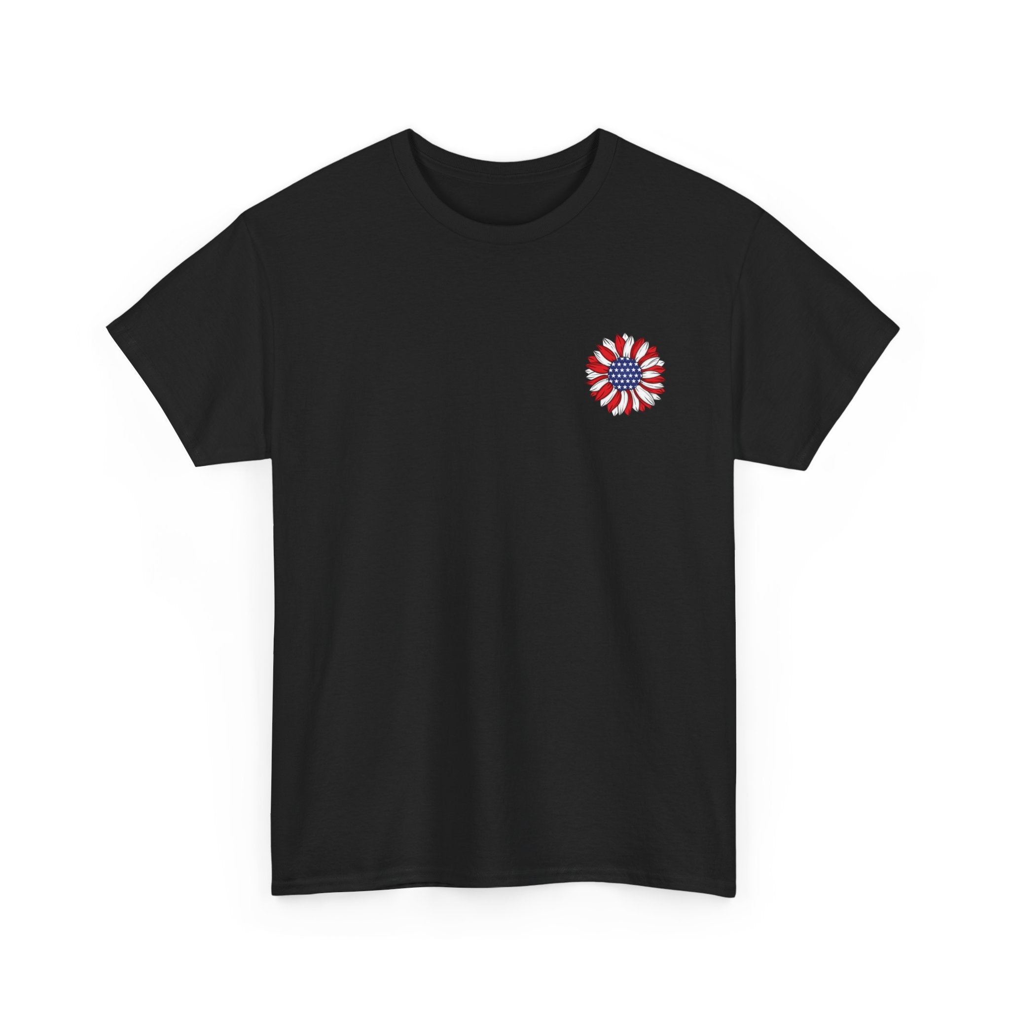 USA sunflower Patriotic T‑Shirt — American Flag Graphic Tee for 4th of July