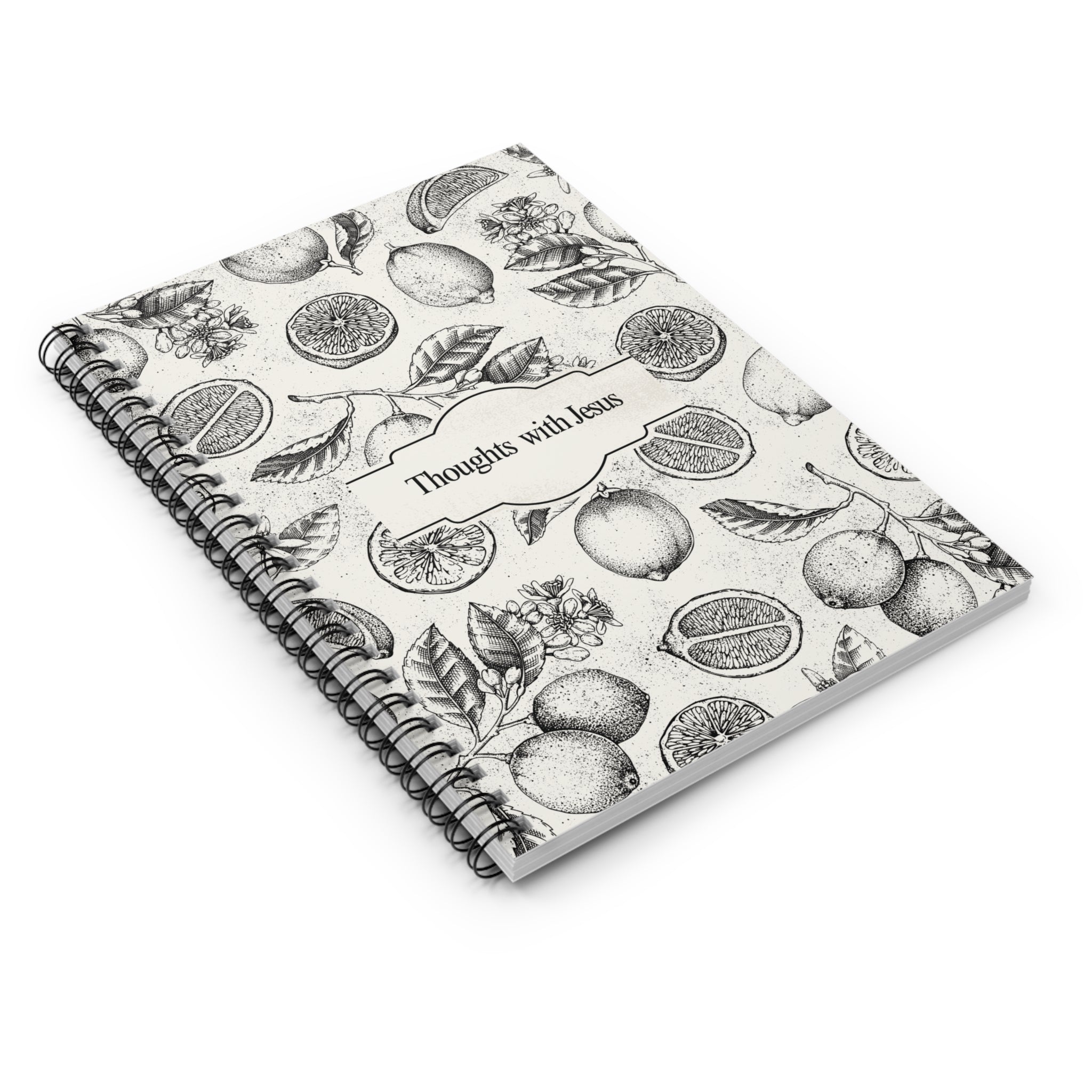 Thoughts with Jesus Spiral Notebook — Vintage Citrus Floral Journal (Ruled)