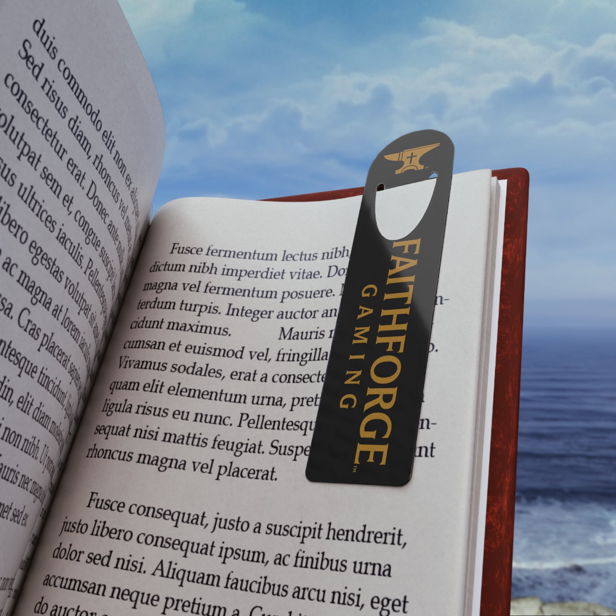 FaithForge Gaming Metal Bookmark — Black & Gold Christian Gamer Bookmark