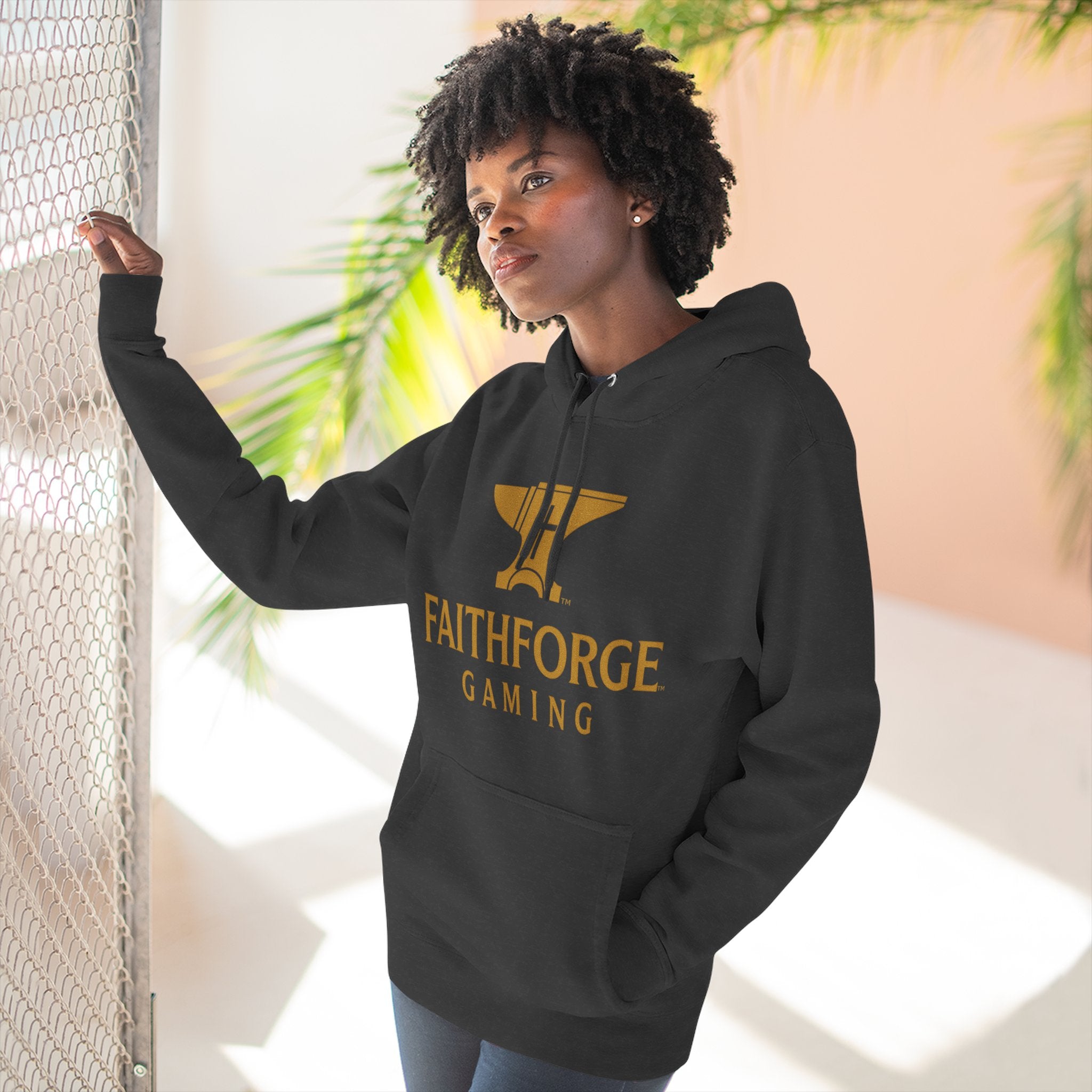 Faithforge Gaming Hoodie — Faith Quote Shield Logo Fleece Hoodie