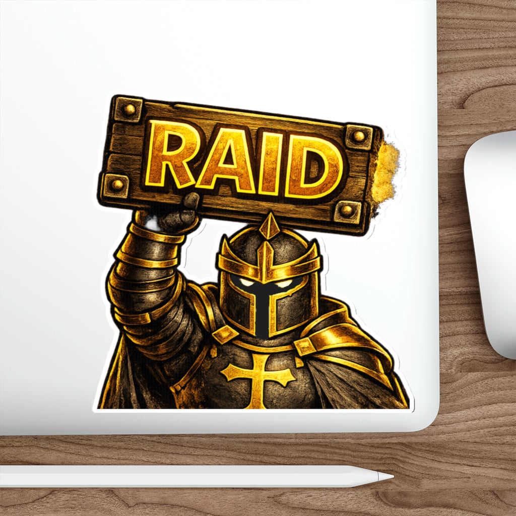FaithForge Knight Raid Die-Cut Sticker — Water-resistant vinyl